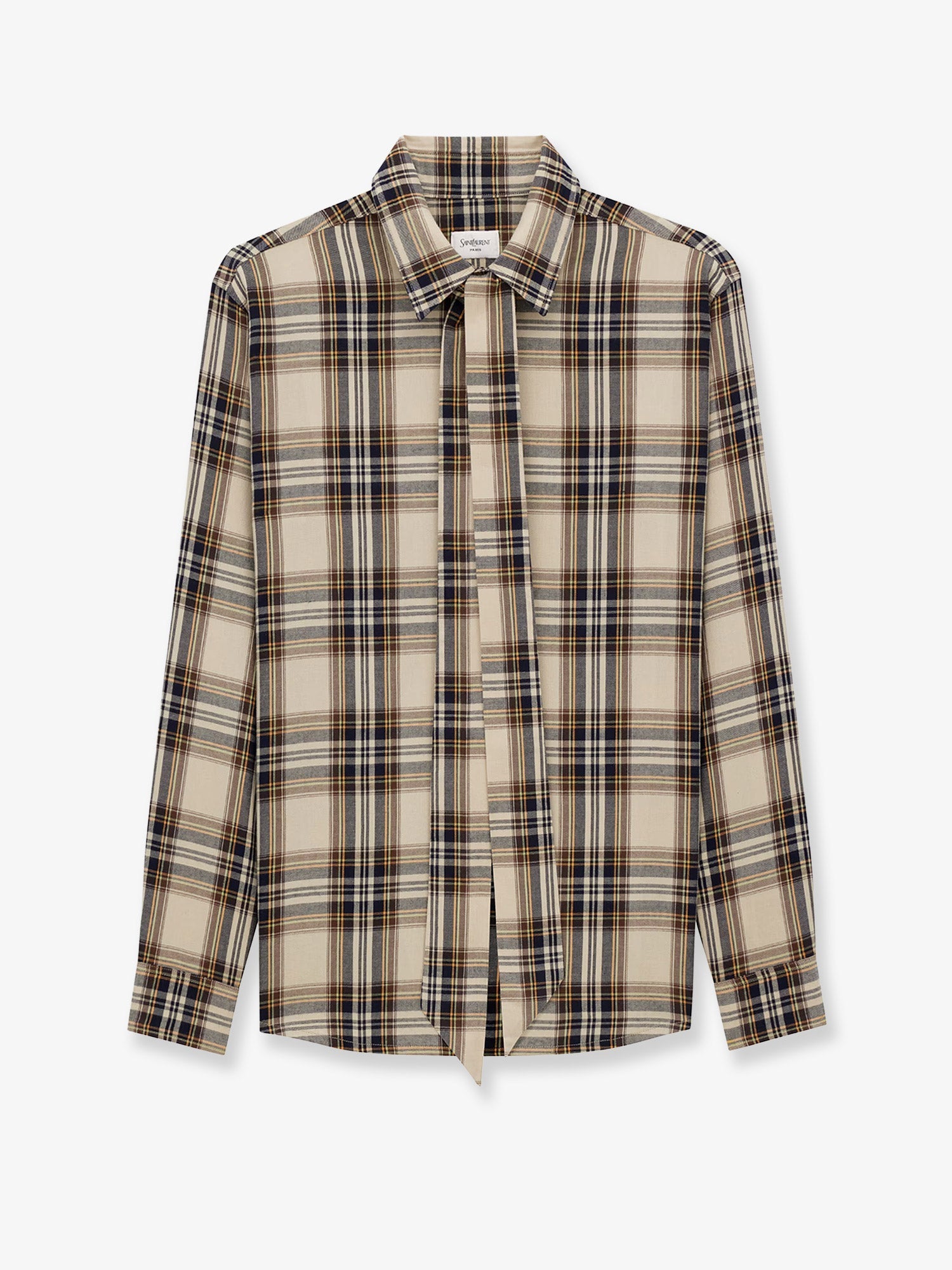 Saint Laurent Women Cotton Tartan Lavalliere Shirt