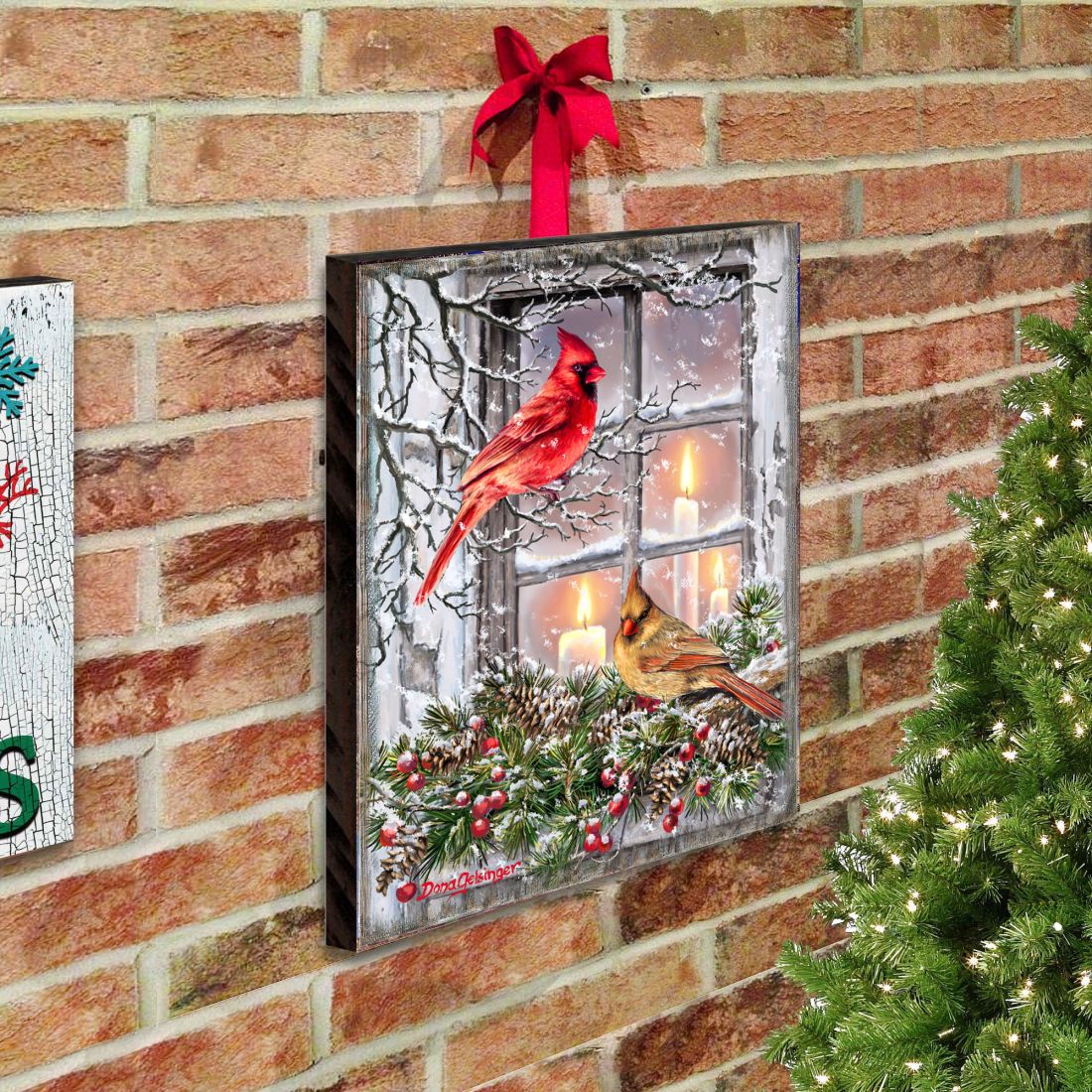 Winter House Birds Art Wooden Wall Art by D. Gelsinger - Nature Wildlife Decor - 95667B-DG