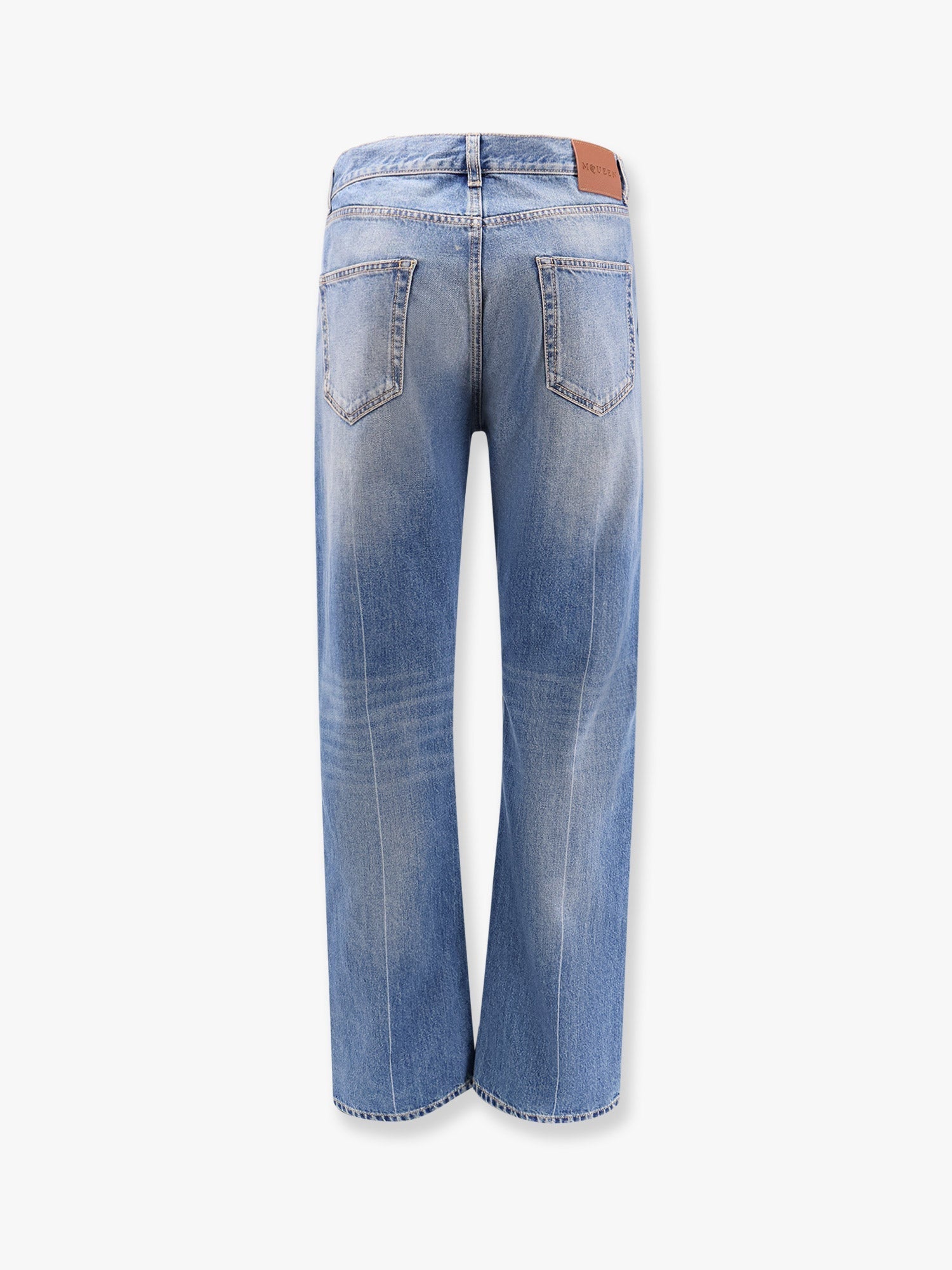 Alexander Mcqueen Men Washed Blue Straight Leg Jeans