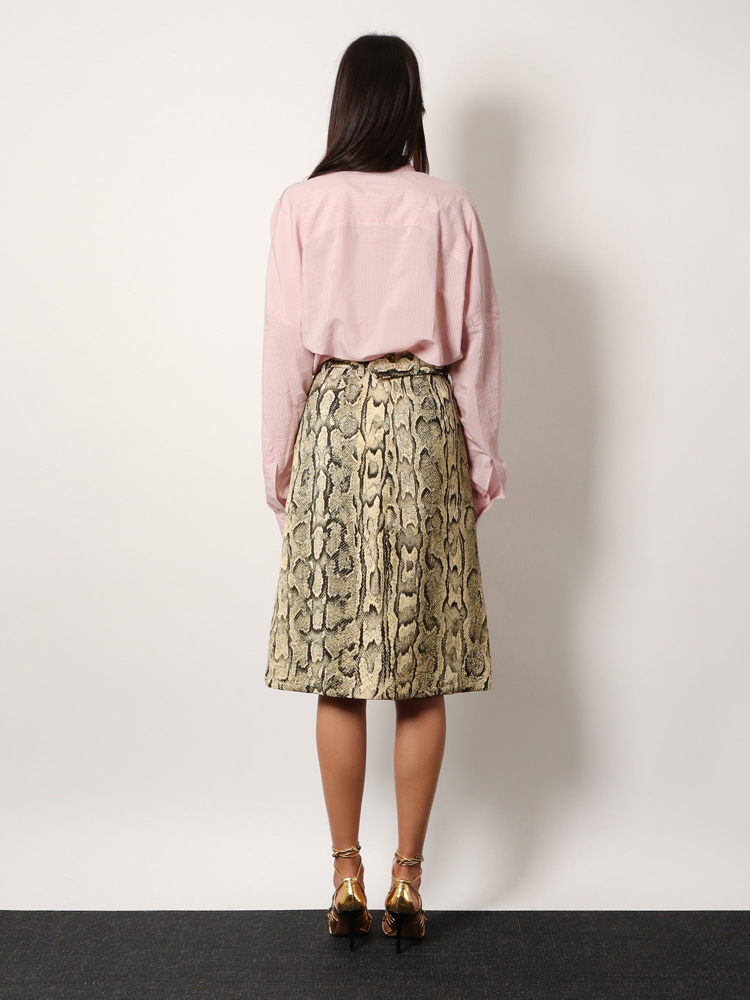 Dries Van Noten Women Sheraz Viscose And Cotton Skirt With Reptile Print