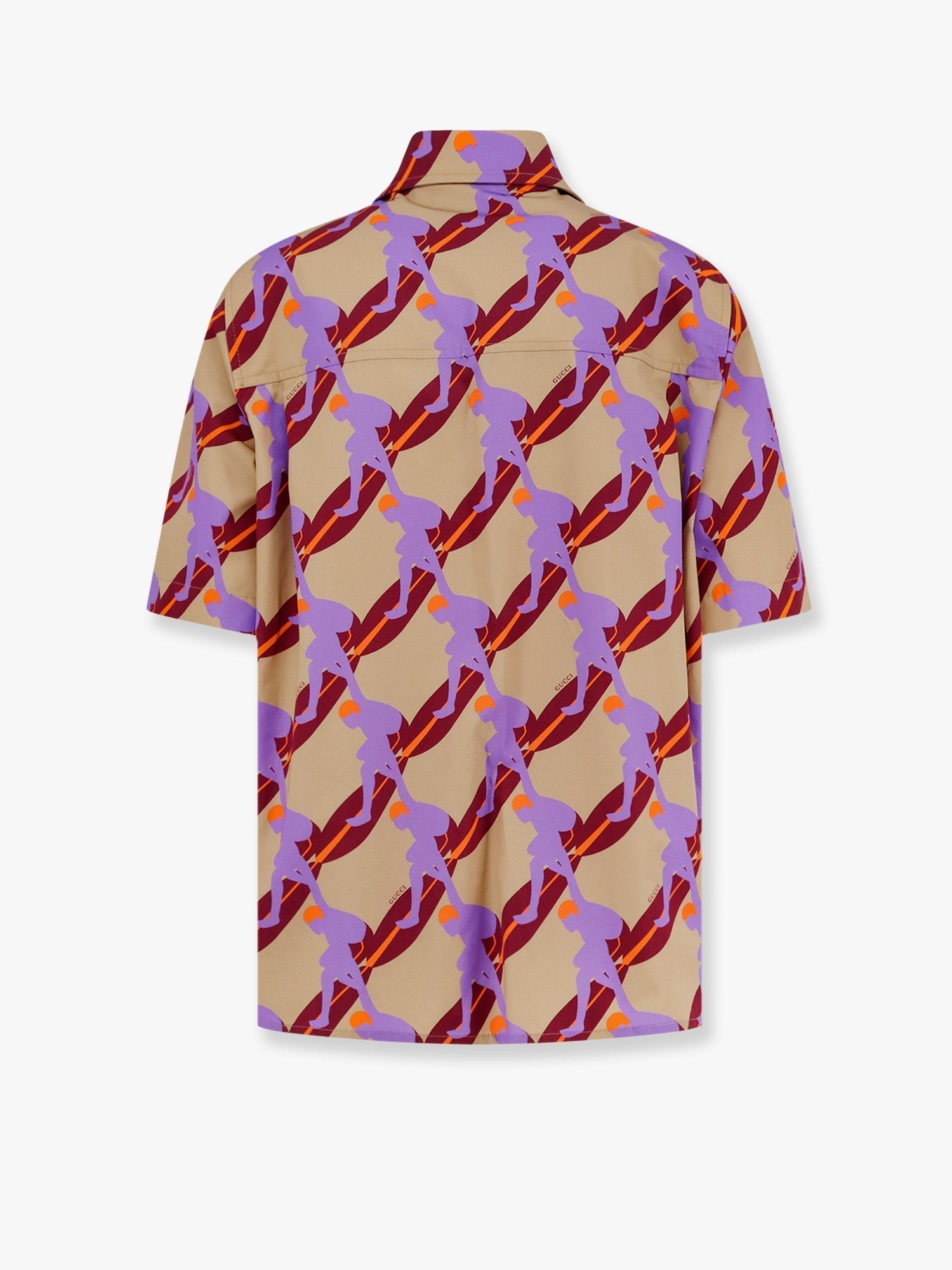 Gucci Men Bowling Cotton Popeline Shirt With All-Over Surfer Print