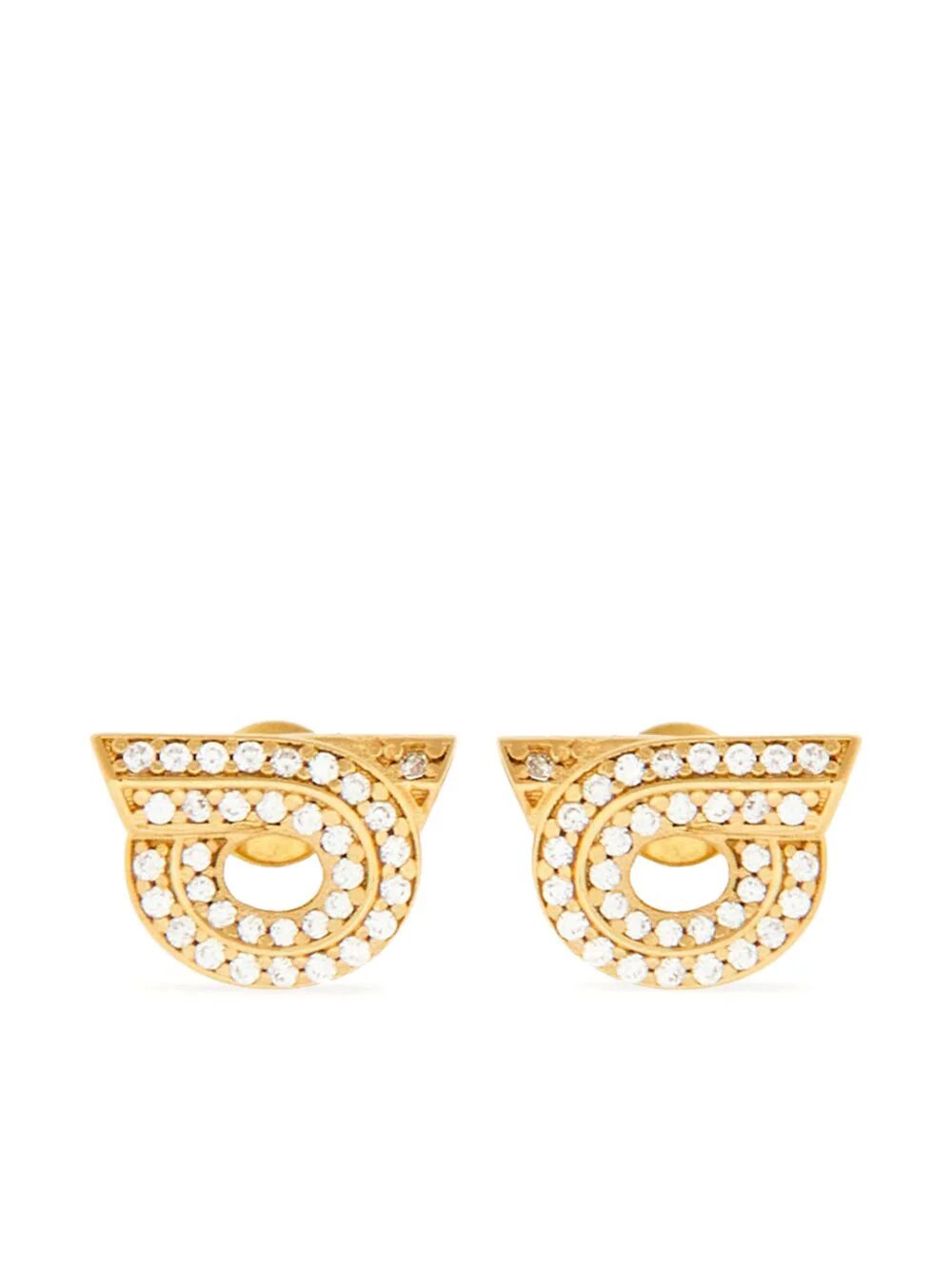 Ferragamo Women Gancini Earrings With Rhinestones - Size 14