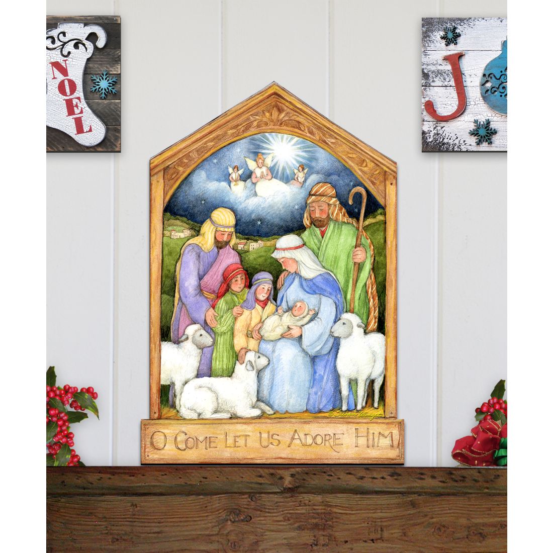 Holy Family Nativity Door Decor by Susan Winget - Nativity Holiday Decor - 8471112H-SW