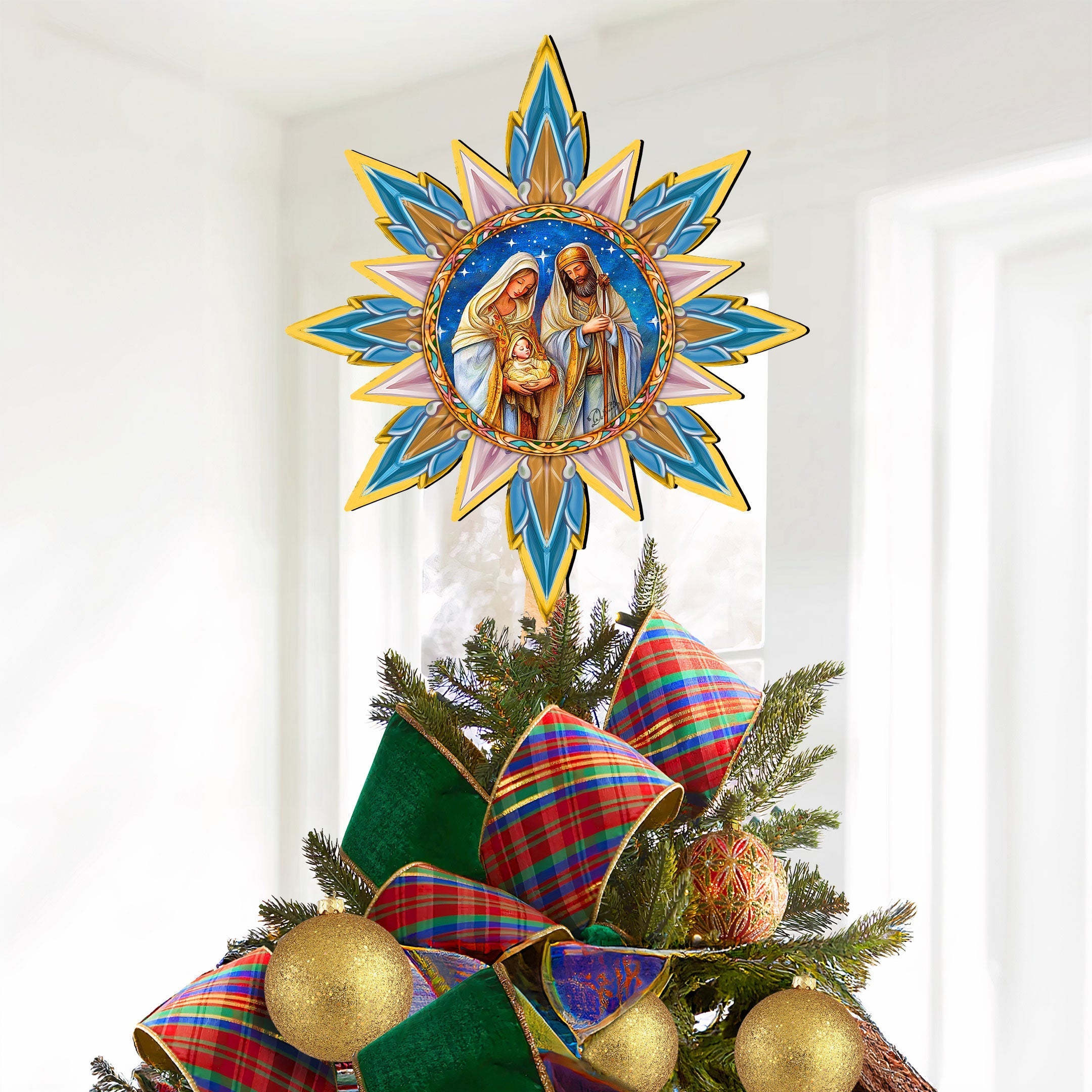 Nativity-themed Tree Topper Wooden Decor - Nativity Holiday Decor - Christmas Tree Topper