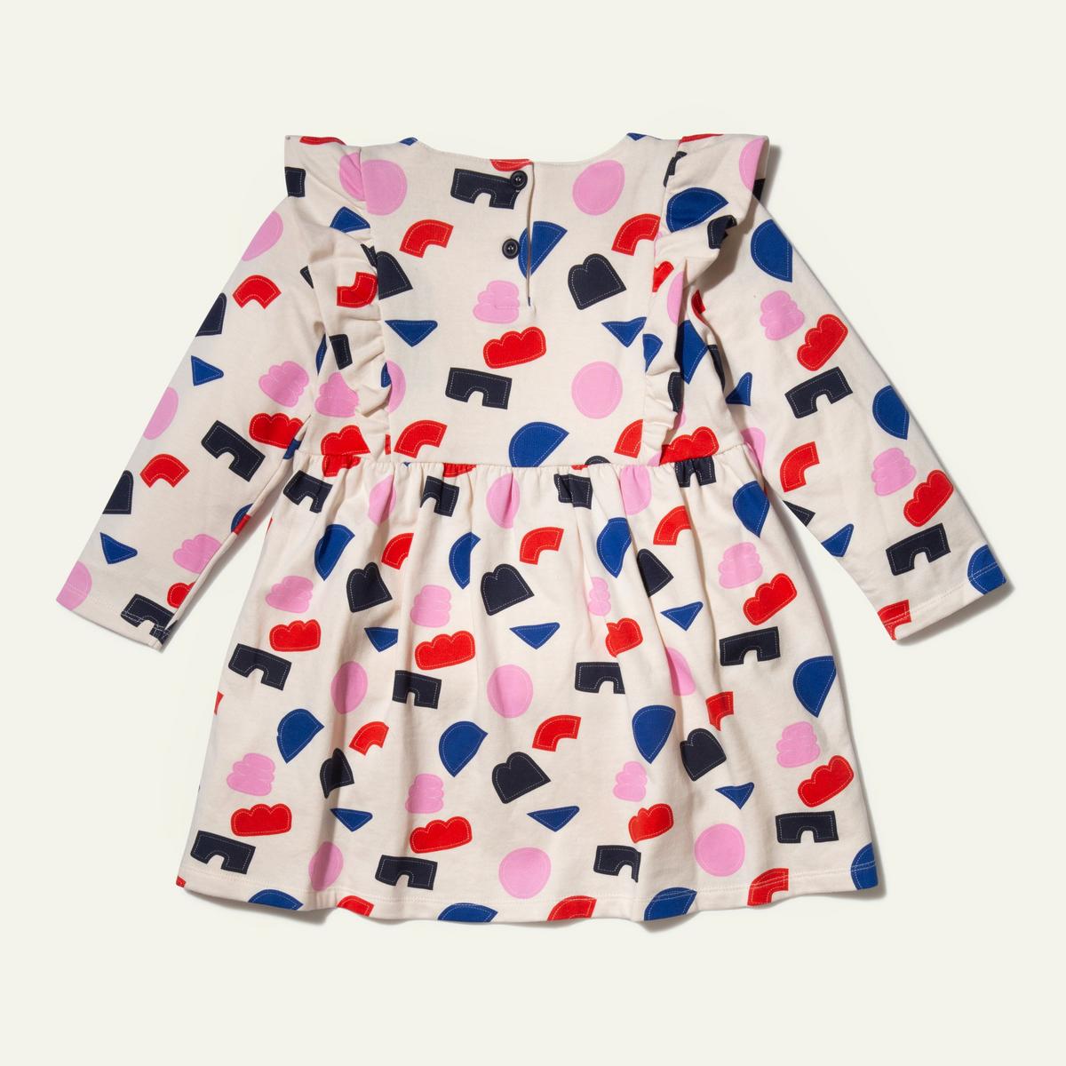 Recycled Cotton Shapes Baby Ruffle Dress - Petal Pink Multi