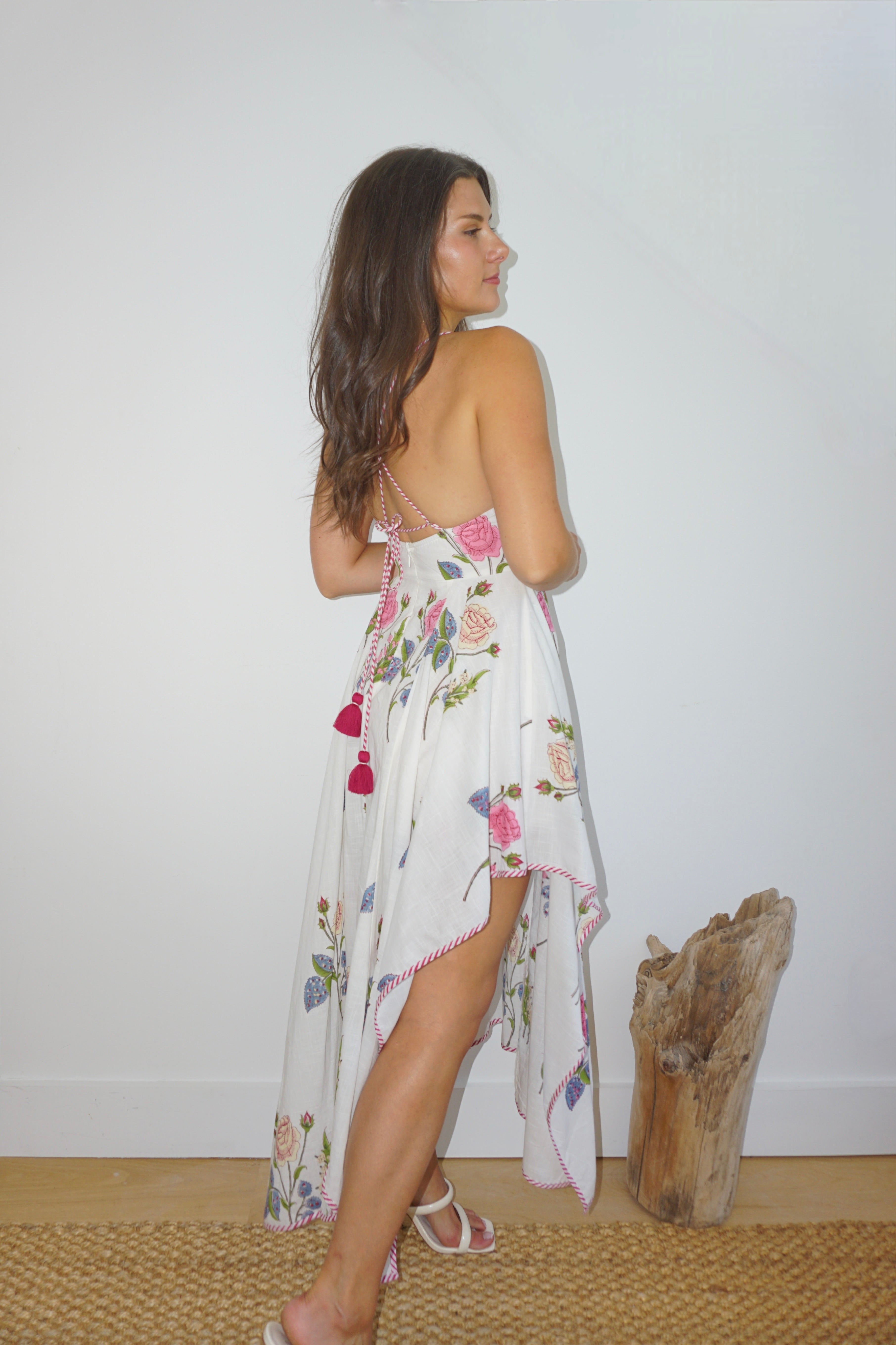 Cross Back Dress in Multi Rosette