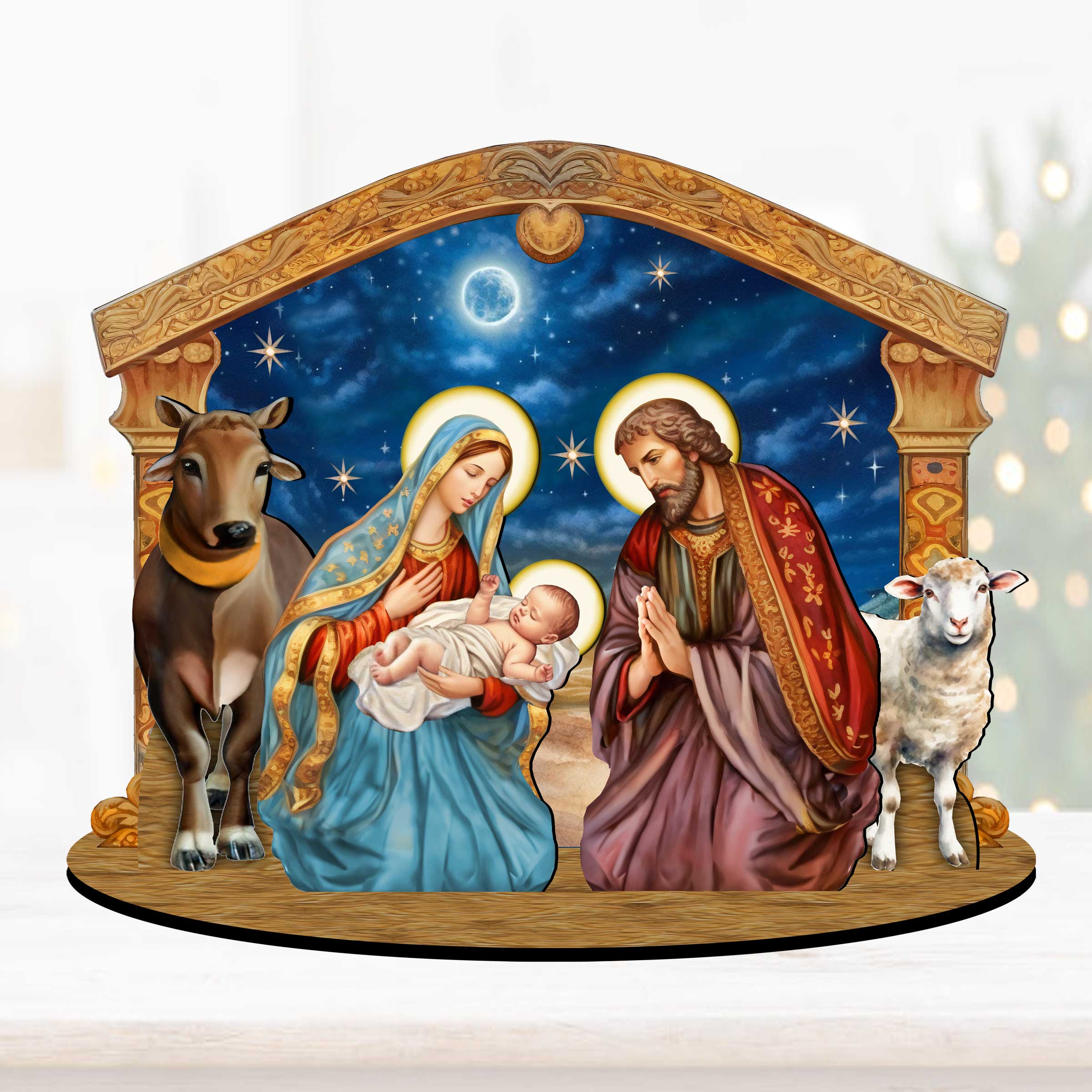 Holy Family Nativity Scene Decorative Village Set by G. Debrekht Nativity Holiday Decor - 852764