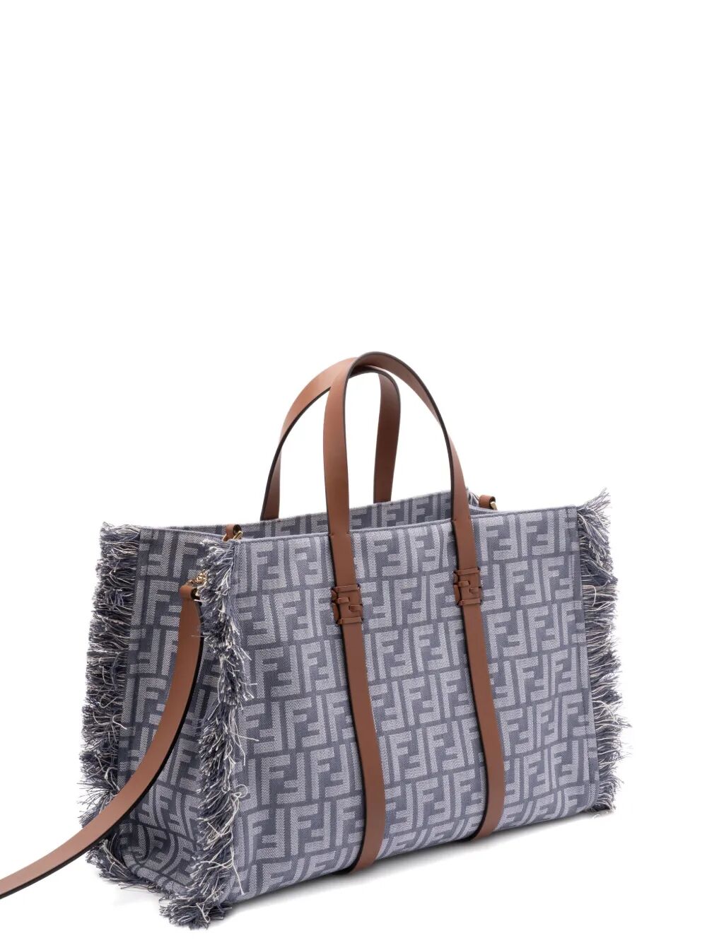 Fendi Women Summer Tote Denim-Effect Ff Jacquard Bag