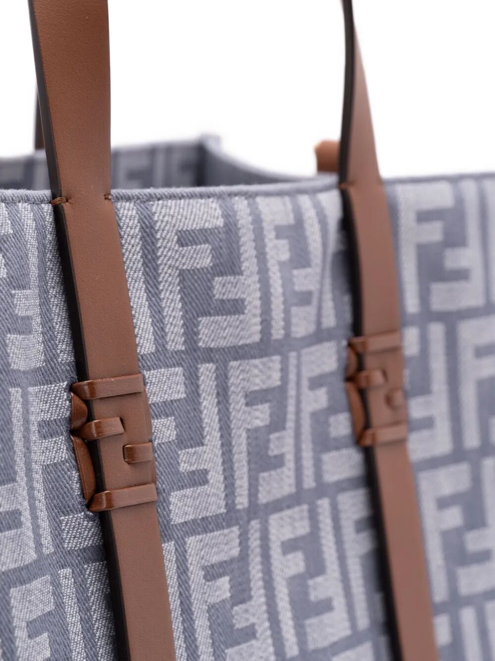 Fendi Women Summer Tote Denim-Effect Ff Jacquard Bag