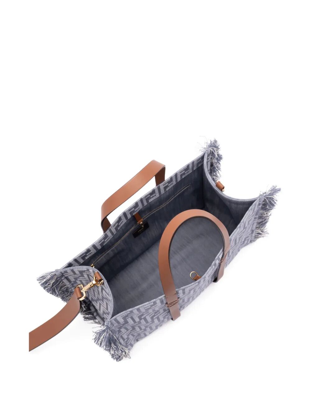 Fendi Women Summer Tote Denim-Effect Ff Jacquard Bag