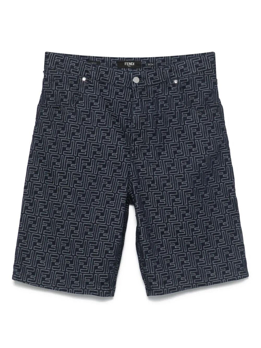 Fendi Men Ff Jacquard Denim Shorts