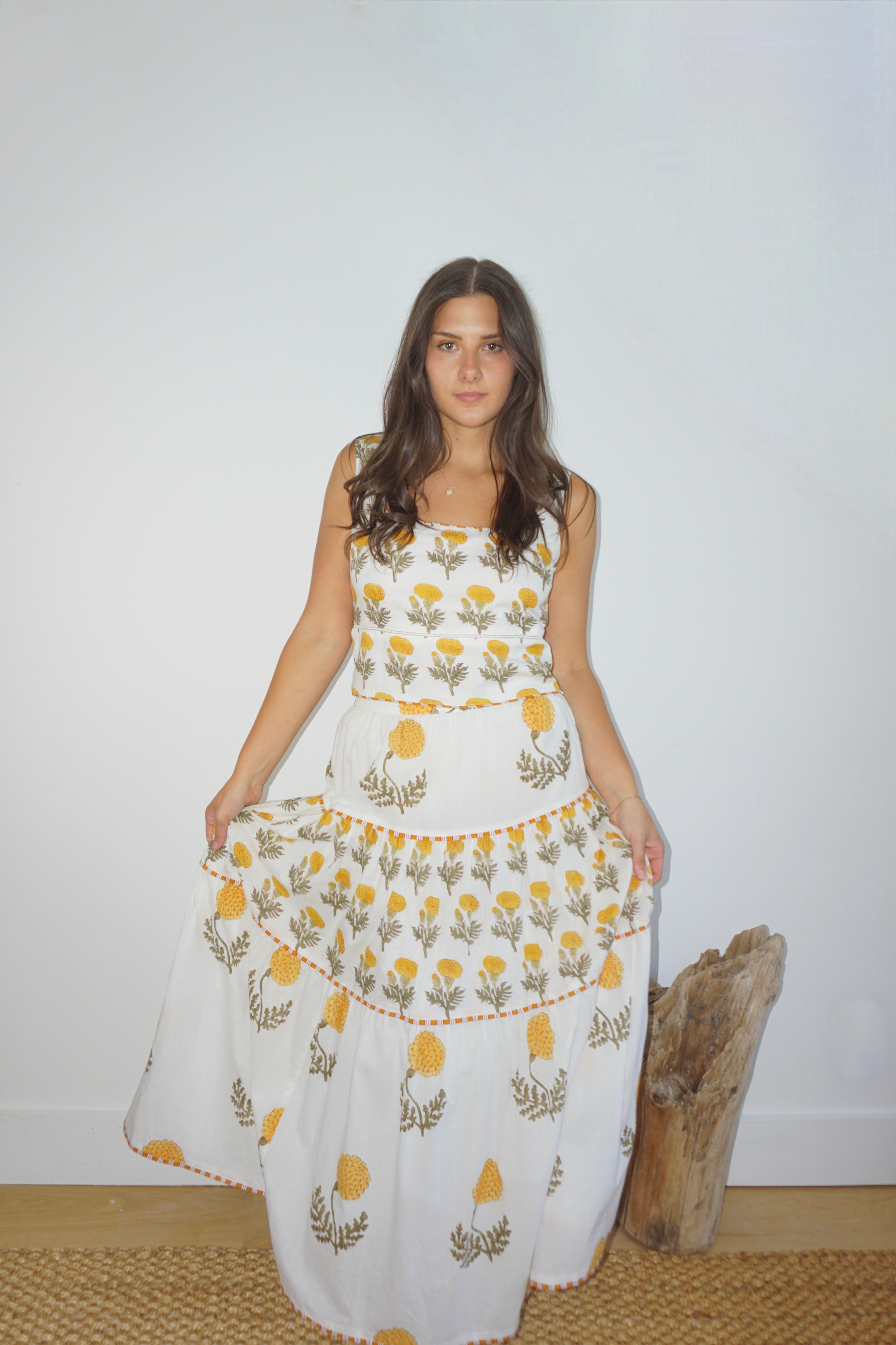 Drue Tiered Skirt in Marigold