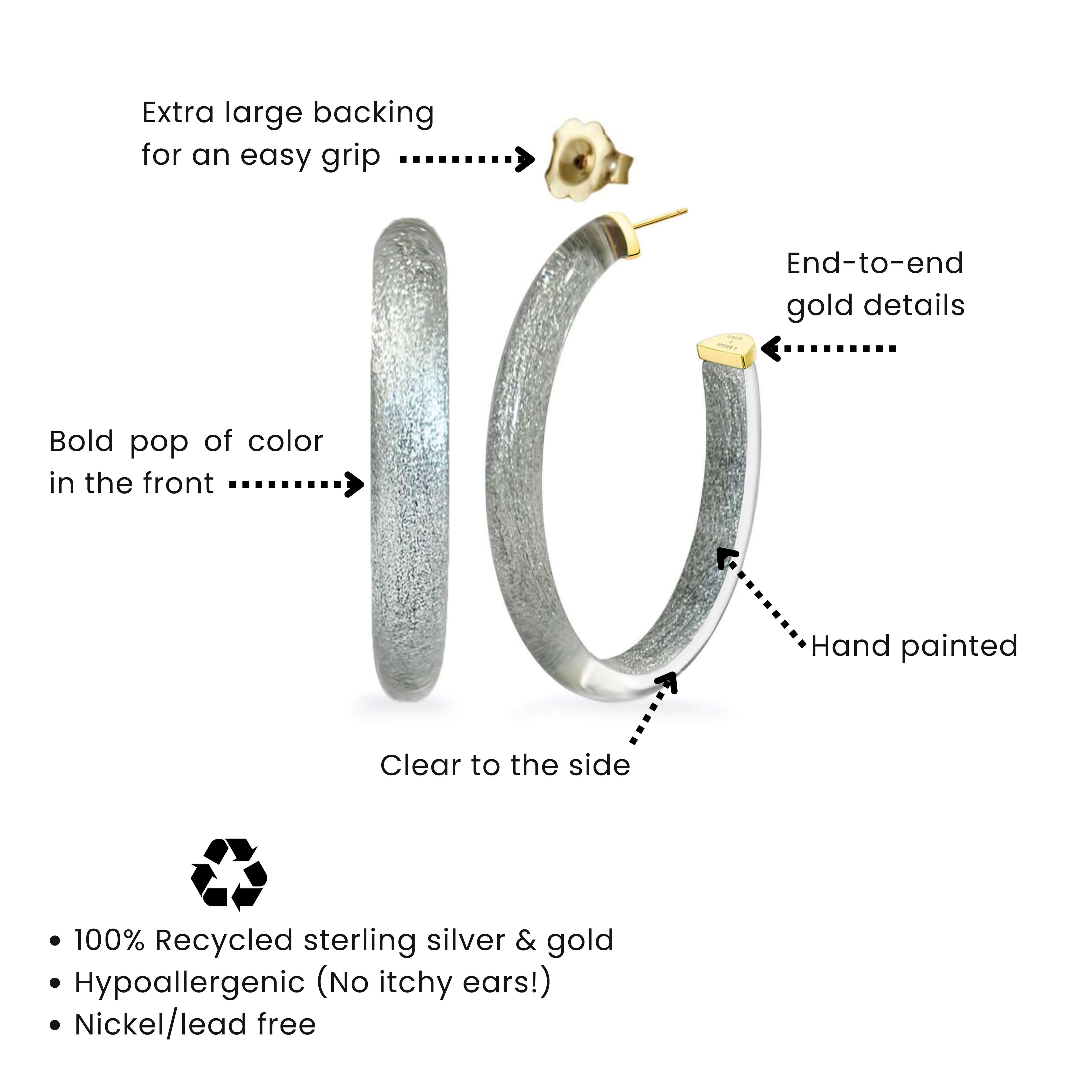 XL Oval Illusion Neutral Lucite Hoop Earrings