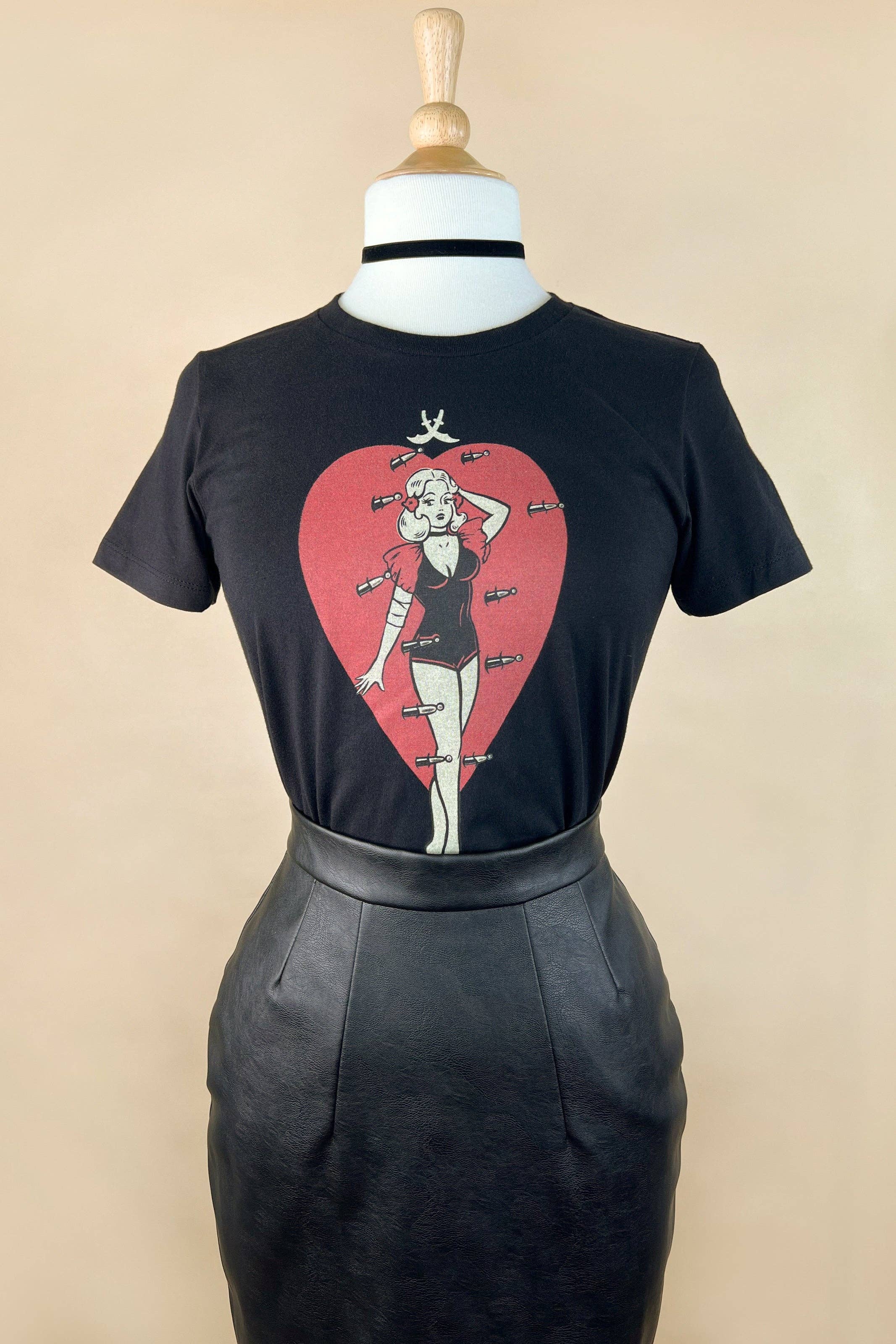 Heart Attack Fitted Tee in Black SMALL