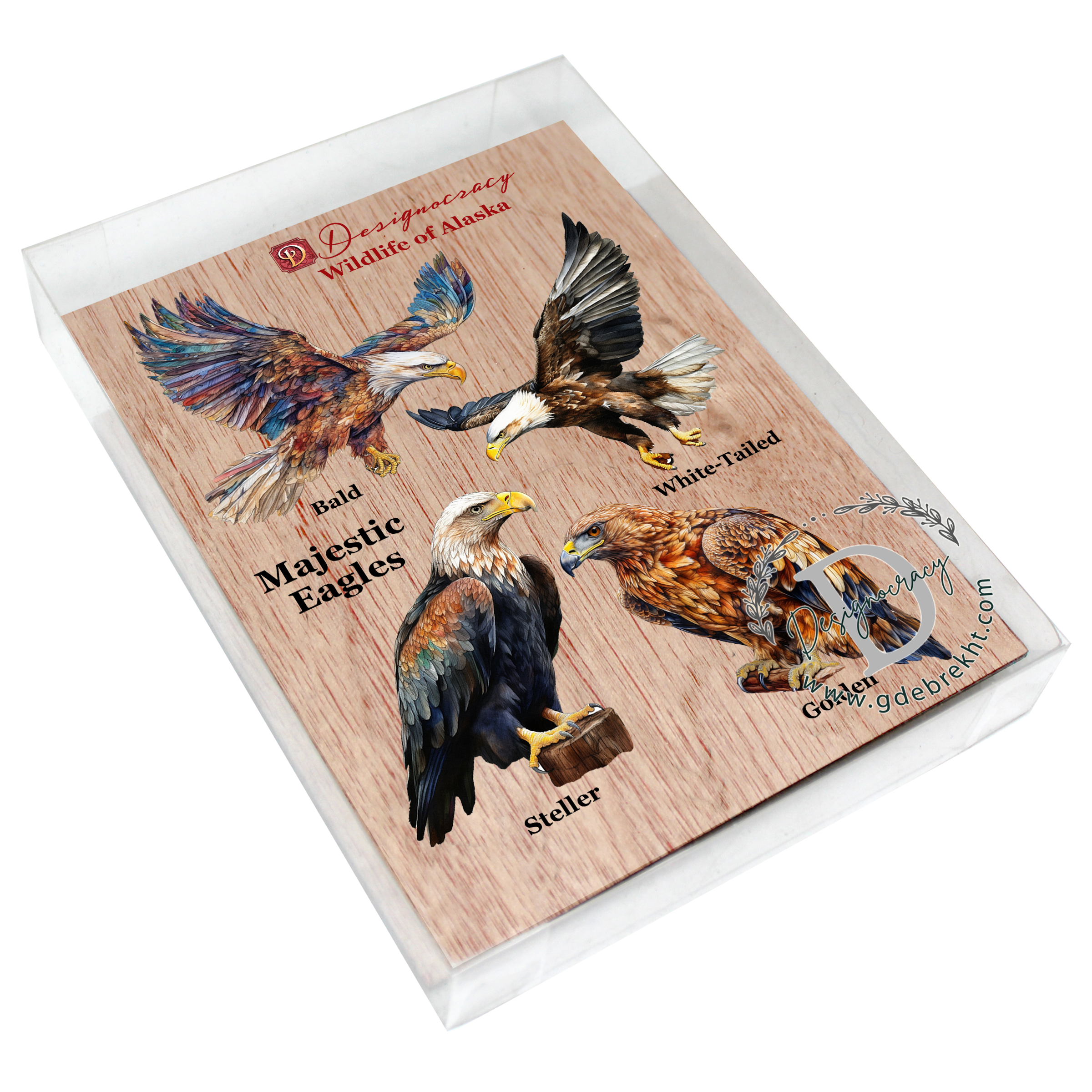 Alaskan Eagles Wooden Ornaments Set of 3 by G. Debrekht - Wildlife Holiday Decor - 8091321S4