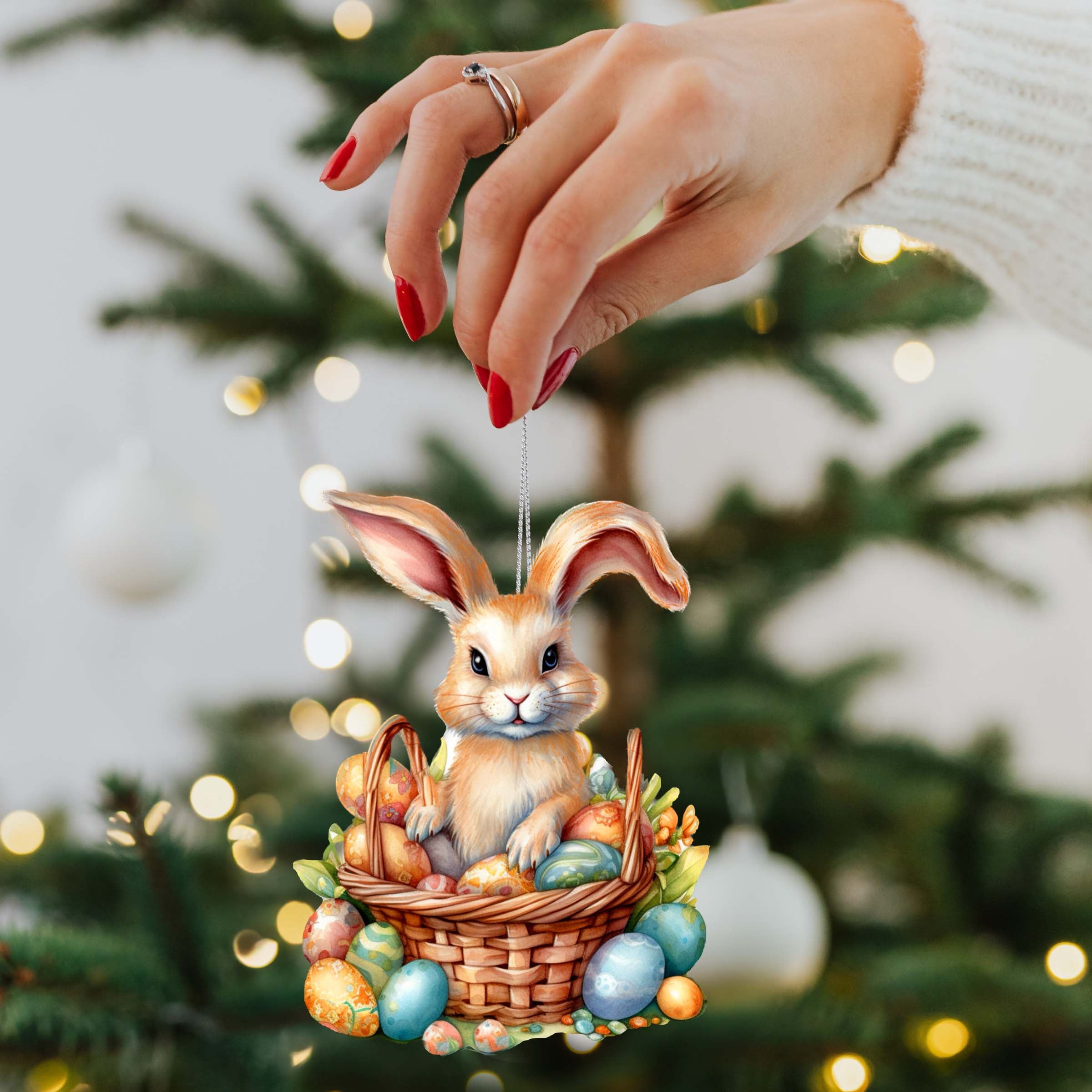 Easter Bunny Wooden Ornaments by G. DeBrekht Easter Spring Decor - 8652770