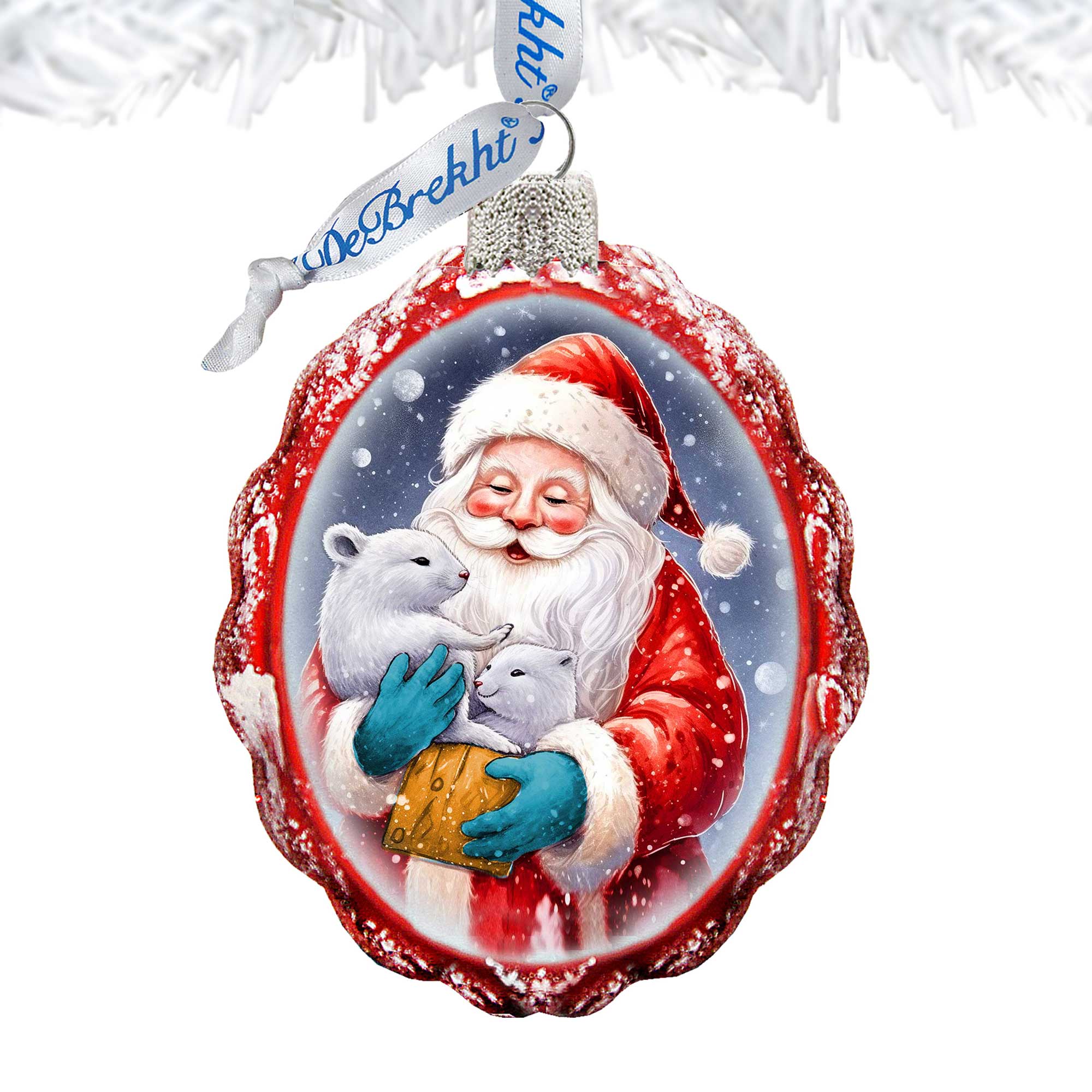 Santa with Cubs Mercury Glass Ornaments by G. Debrekht - Christmas Santa Snowman Decor - 776012