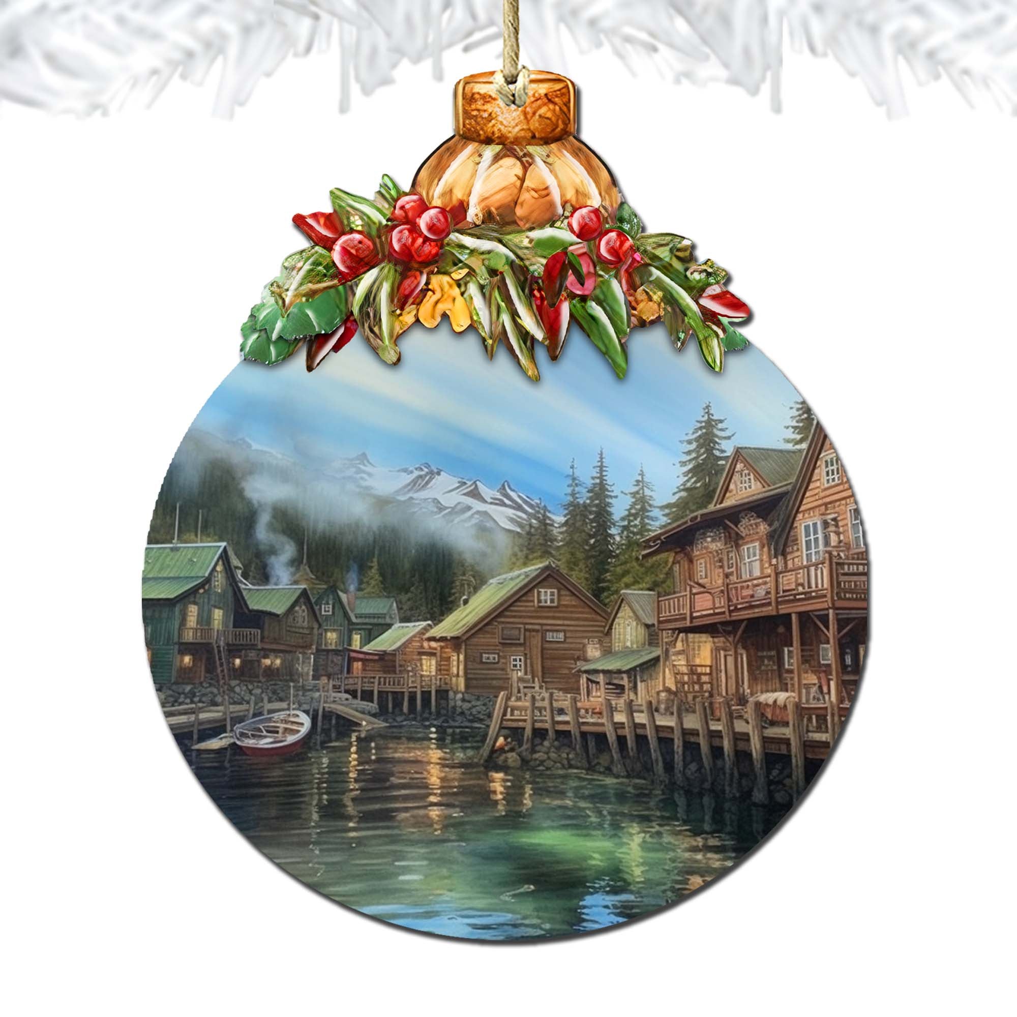 Frozen Peaks Homes Wooden Ornaments by G.Debrekht - Wildlife Holiday Decor - 870013