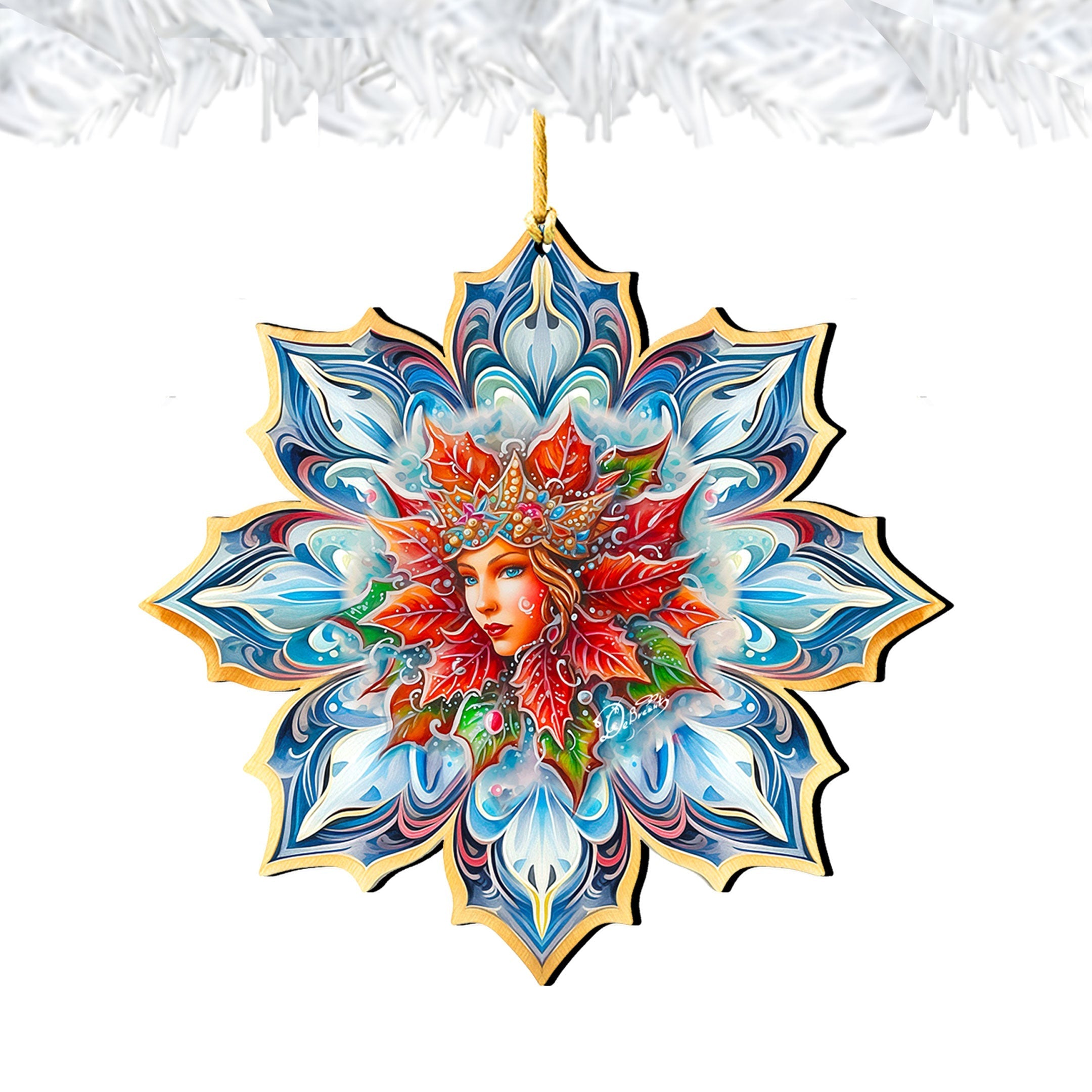 Snow Queen Snowflake Wooden Ornaments by G. Debrekht - Christmas Decor - 8688402