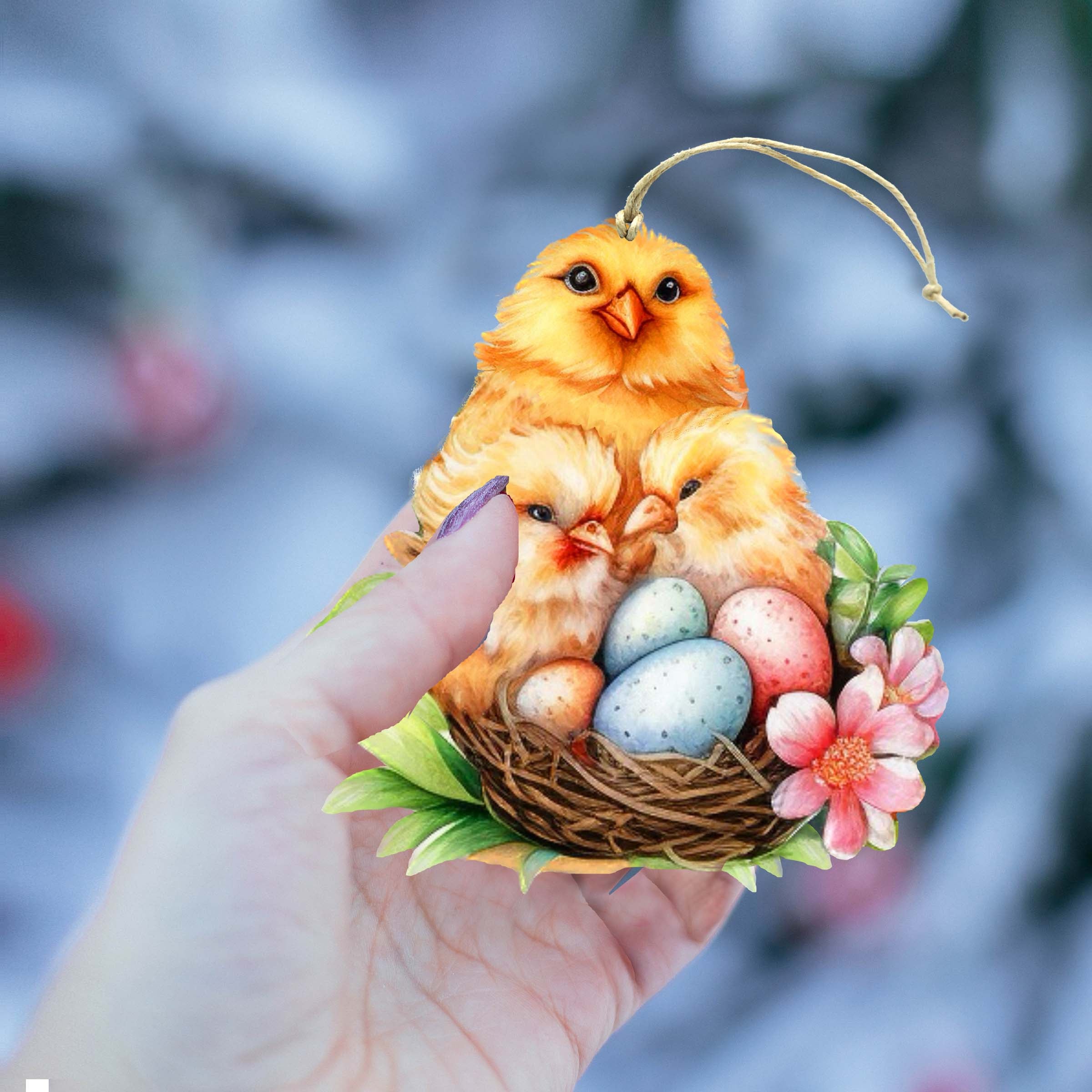 Spring Chicks Wooden Ornaments by G. DeBrekht Easter Spring Decor - 8652771