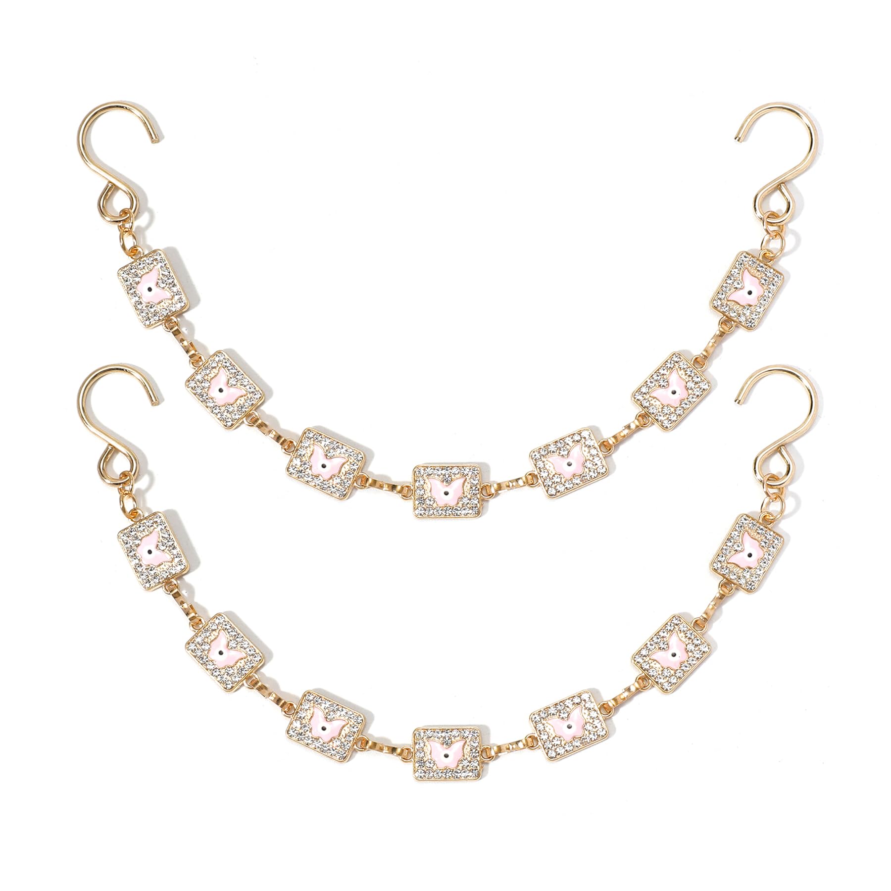 2Pcs Bling Evil Eye Shoe Chains for Girls for Clog Sandals, Gothic Shoe Decoration Charms for Women