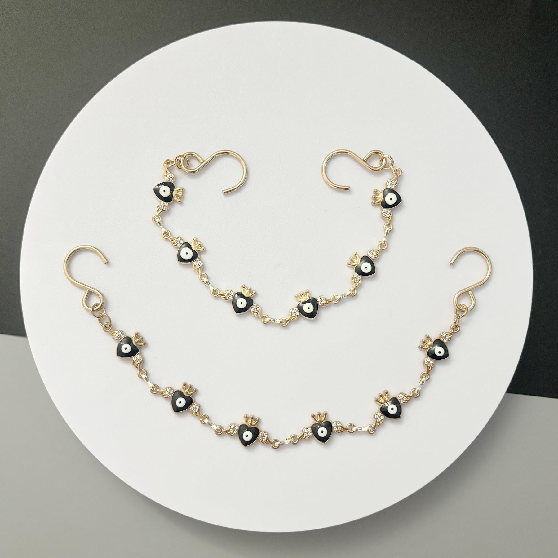 2Pcs Bling Evil Eye Shoe Chains for Girls for Clog Sandals, Gothic Shoe Decoration Charms for Women