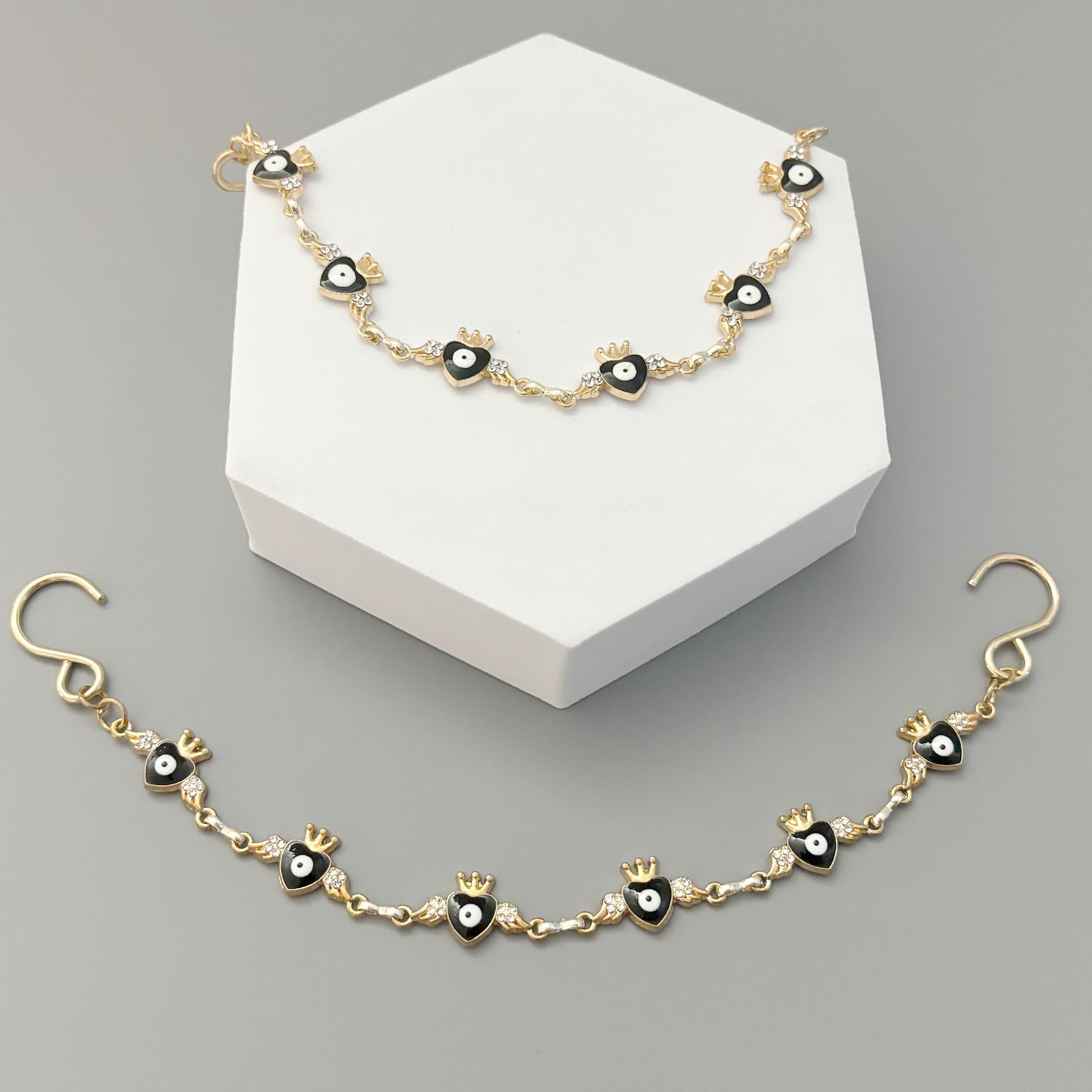 2Pcs Bling Evil Eye Shoe Chains for Girls for Clog Sandals, Gothic Shoe Decoration Charms for Women