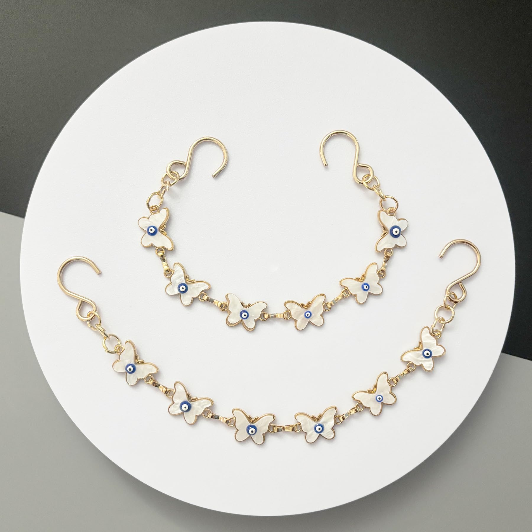 2Pcs Bling Evil Eye Shoe Chains for Girls for Clog Sandals, Gothic Shoe Decoration Charms for Women