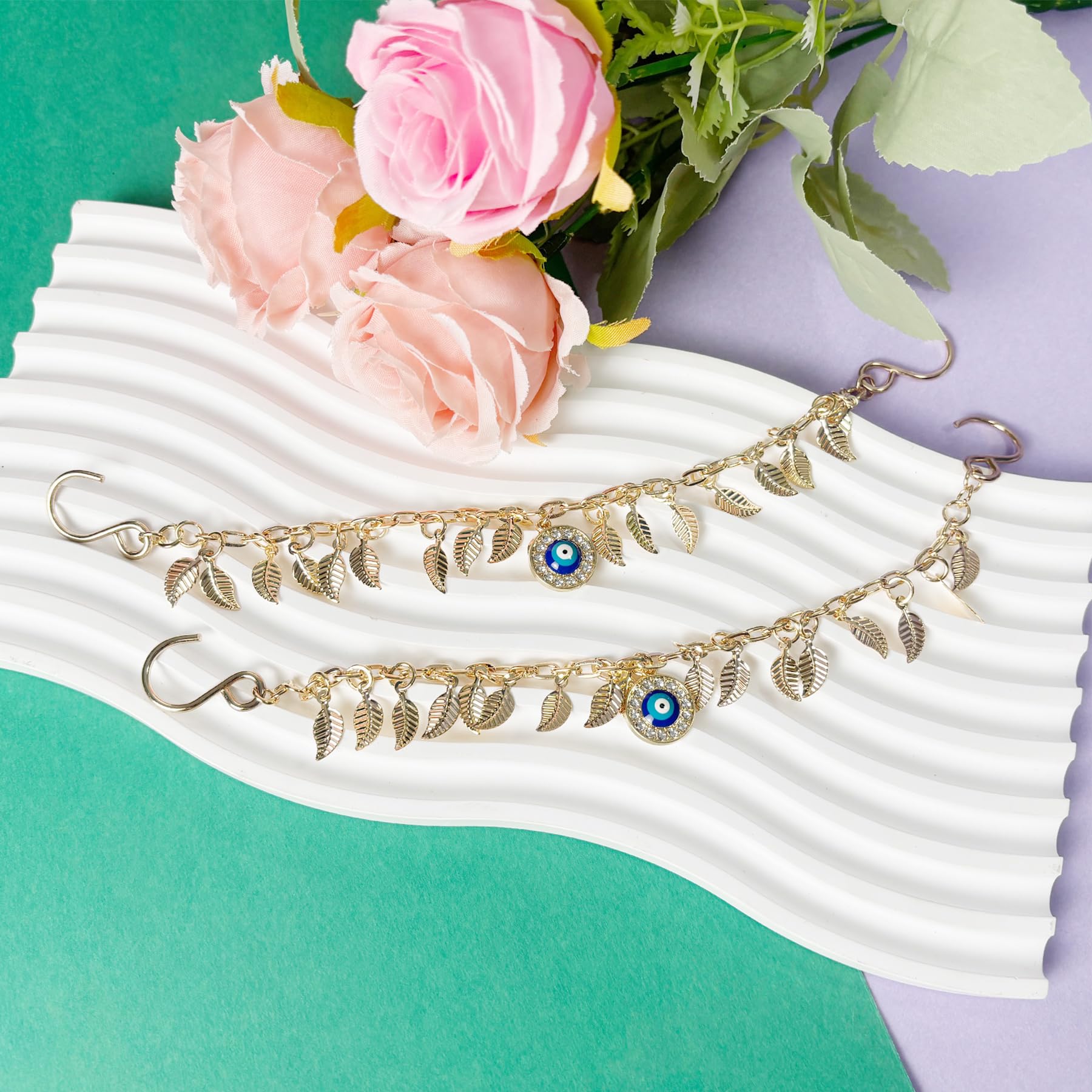 2Pcs Bling Evil Eye Shoe Chains for Girls for Clog Sandals, Gothic Shoe Decoration Charms for Women