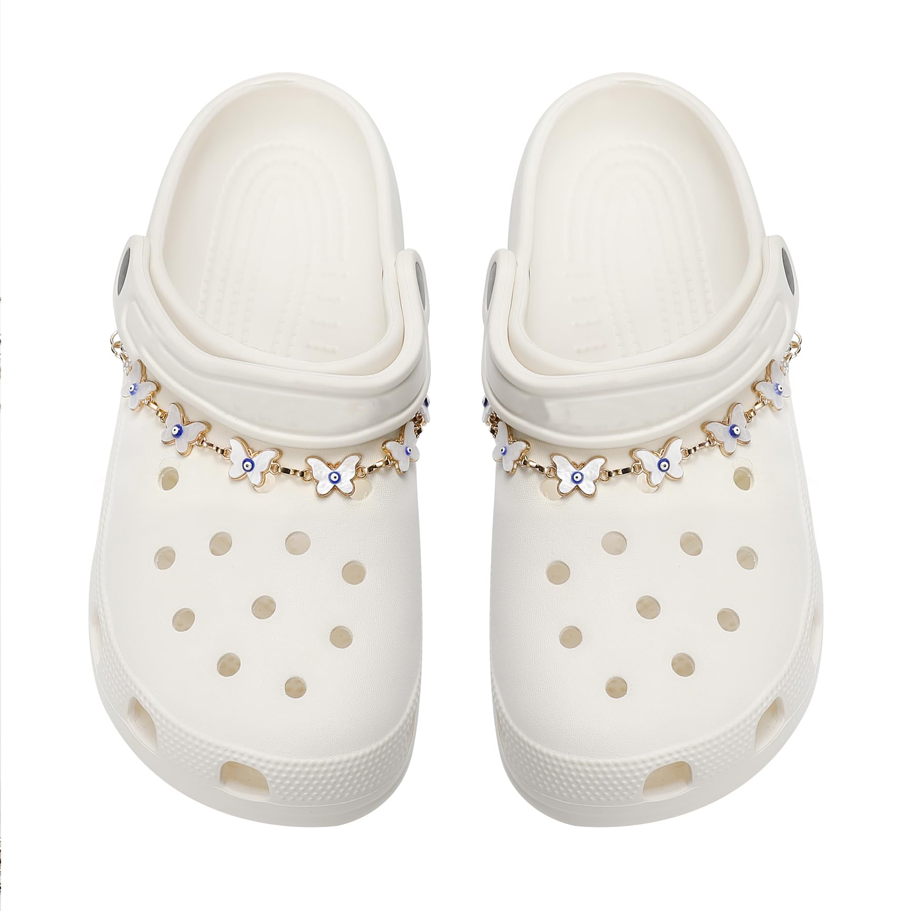 2Pcs Bling Evil Eye Shoe Chains for Girls for Clog Sandals, Gothic Shoe Decoration Charms for Women