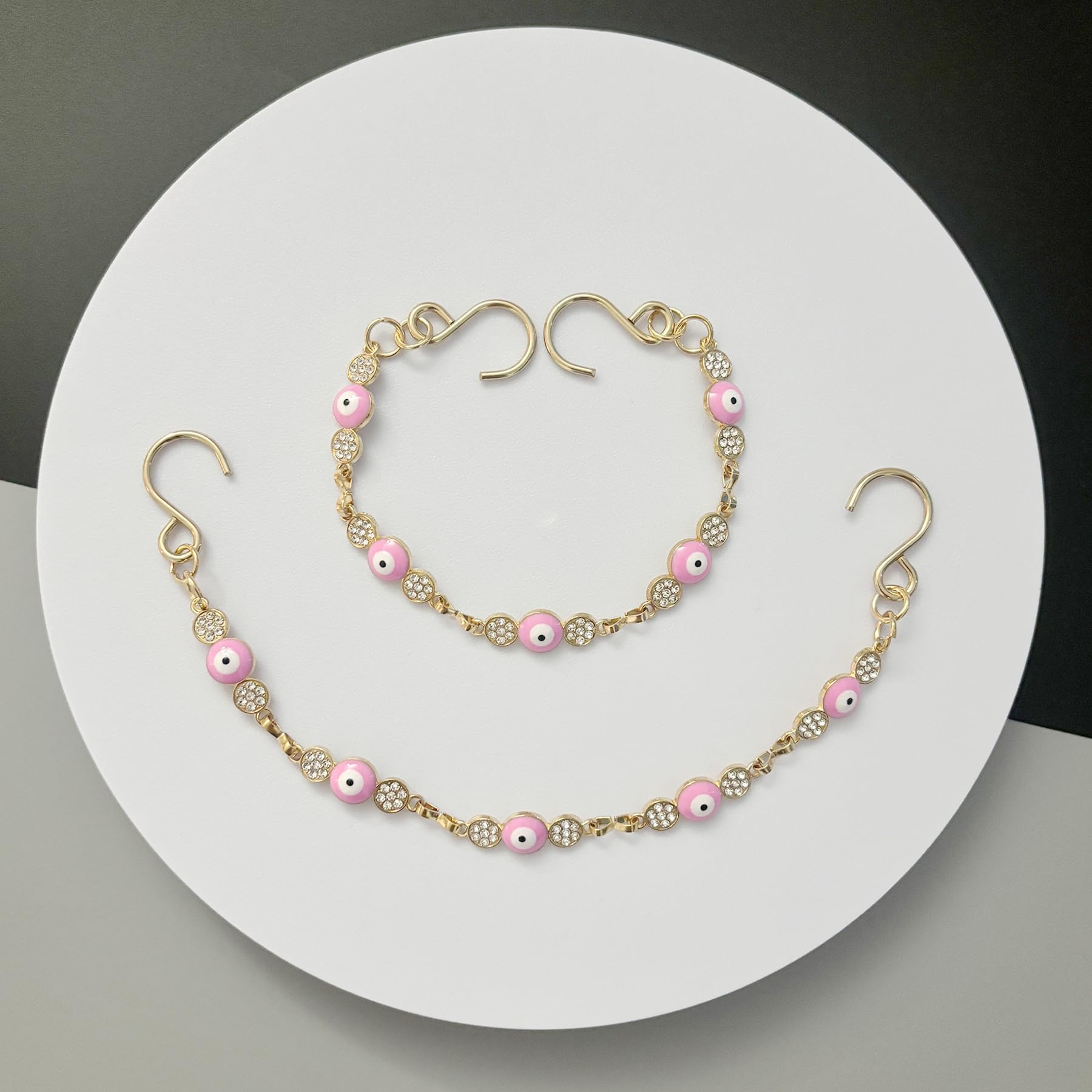 2Pcs Bling Evil Eye Shoe Chains for Girls for Clog Sandals, Gothic Shoe Decoration Charms for Women