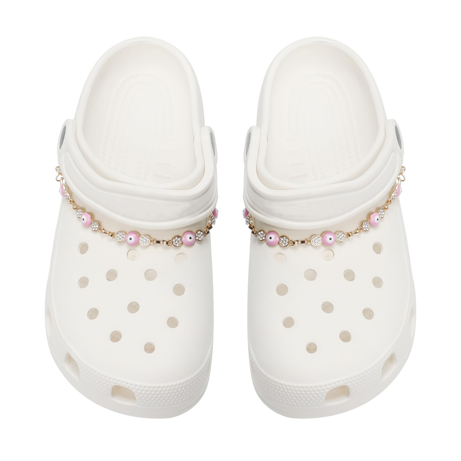 2Pcs Bling Evil Eye Shoe Chains for Girls for Clog Sandals, Gothic Shoe Decoration Charms for Women