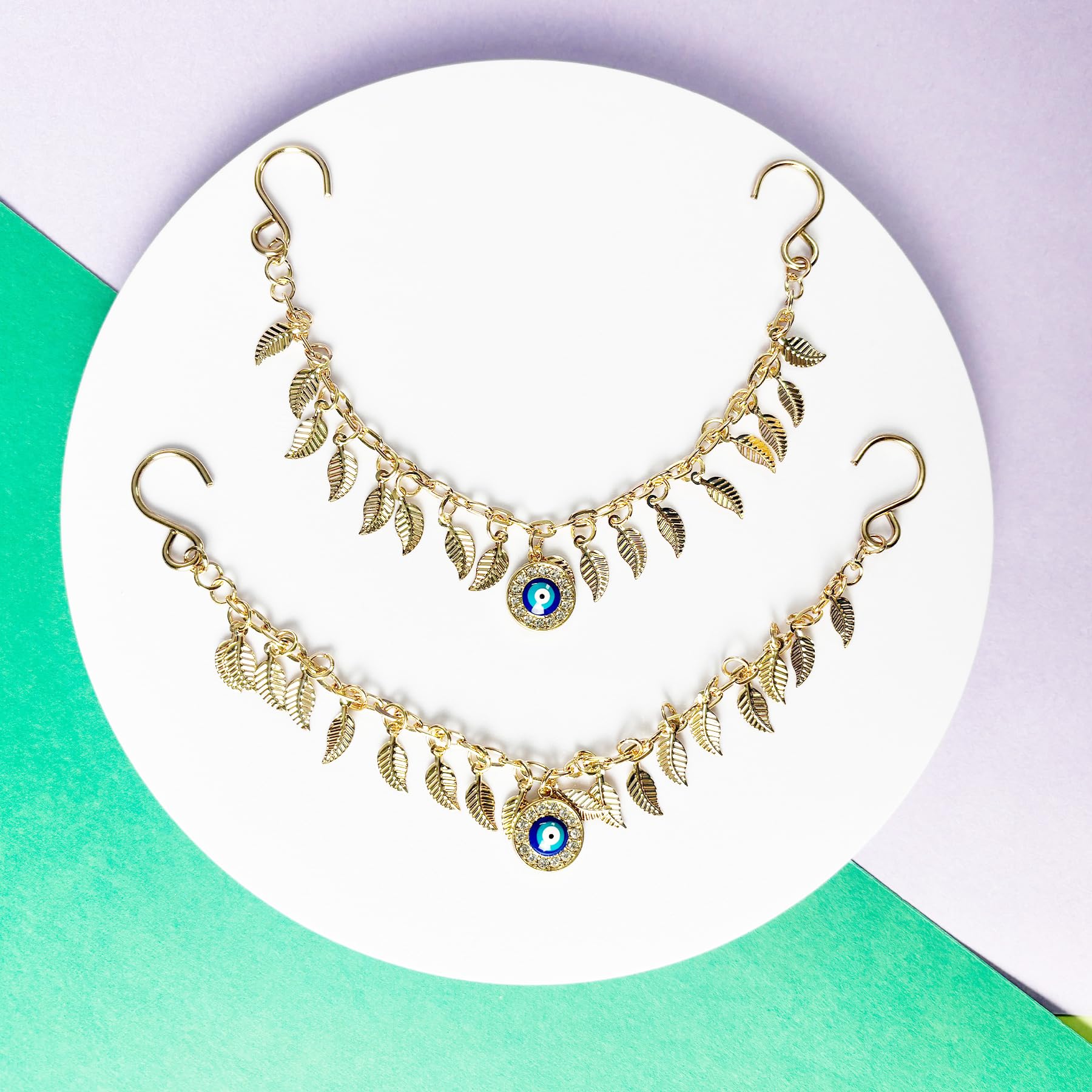 2Pcs Bling Evil Eye Shoe Chains for Girls for Clog Sandals, Gothic Shoe Decoration Charms for Women