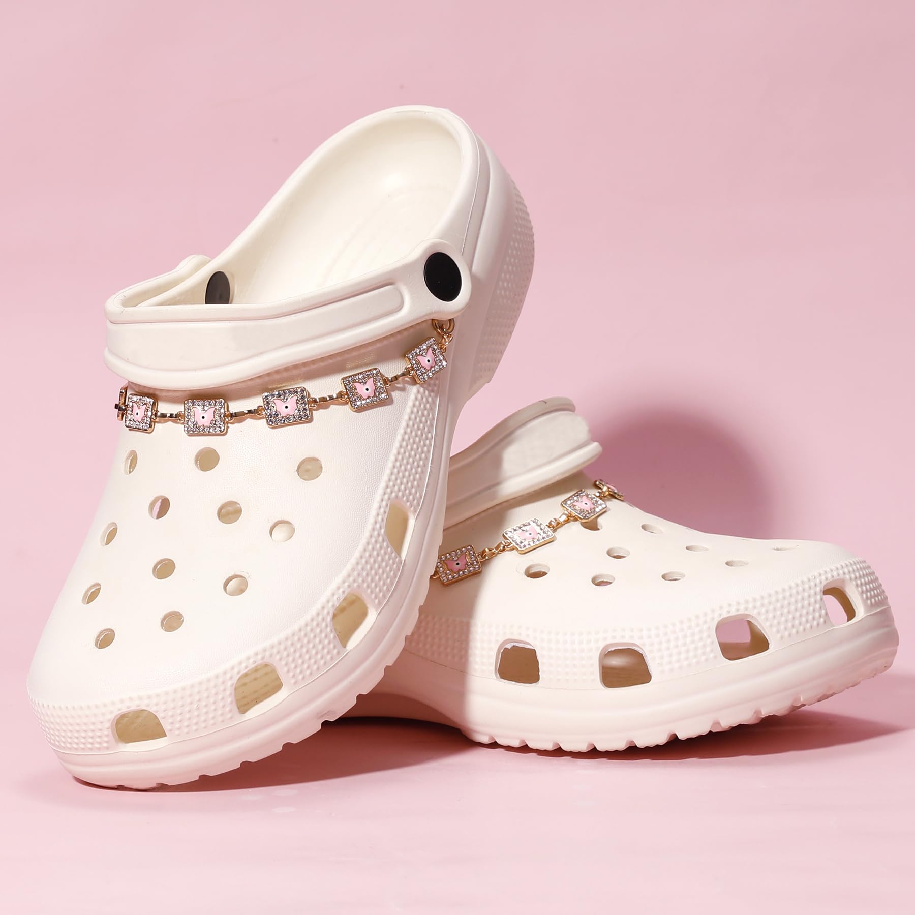 2Pcs Bling Evil Eye Shoe Chains for Girls for Clog Sandals, Gothic Shoe Decoration Charms for Women