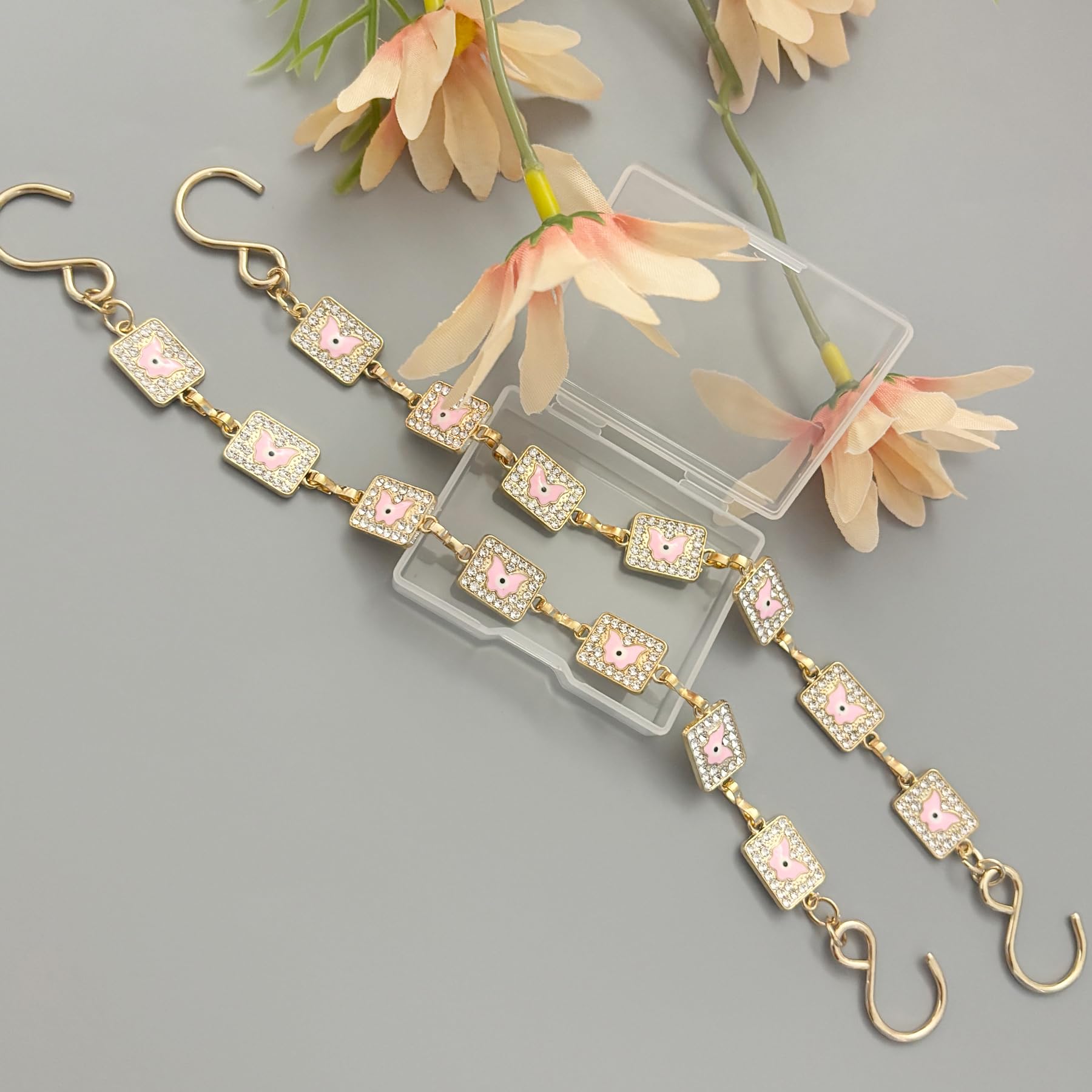 2Pcs Bling Evil Eye Shoe Chains for Girls for Clog Sandals, Gothic Shoe Decoration Charms for Women