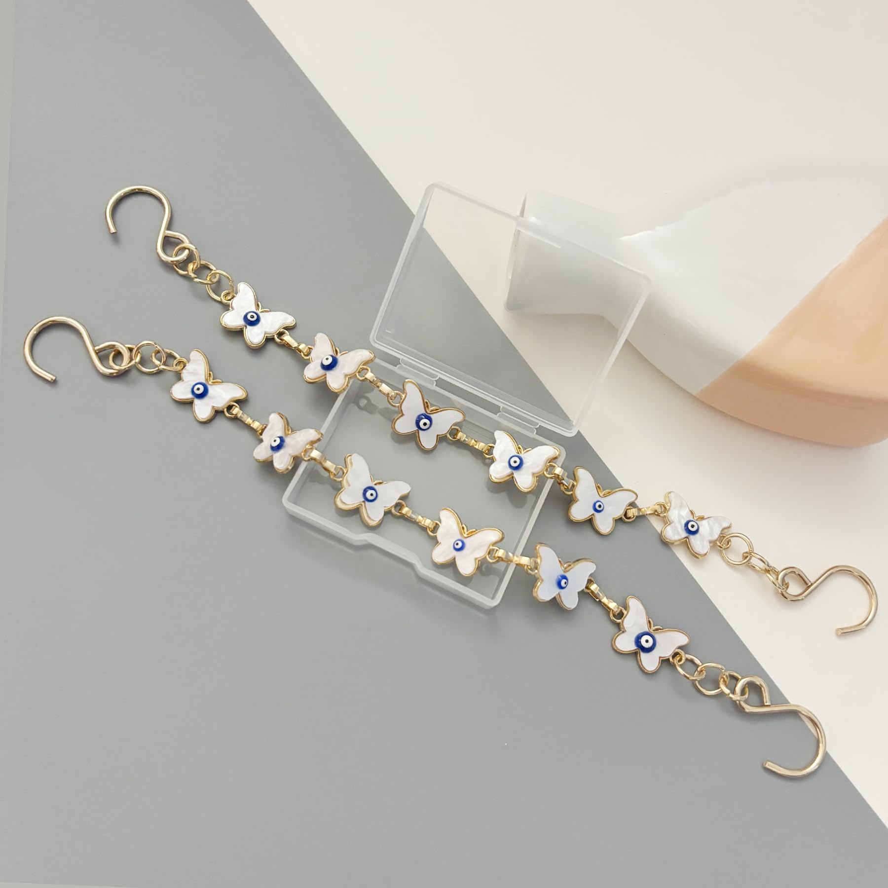 2Pcs Bling Evil Eye Shoe Chains for Girls for Clog Sandals, Gothic Shoe Decoration Charms for Women