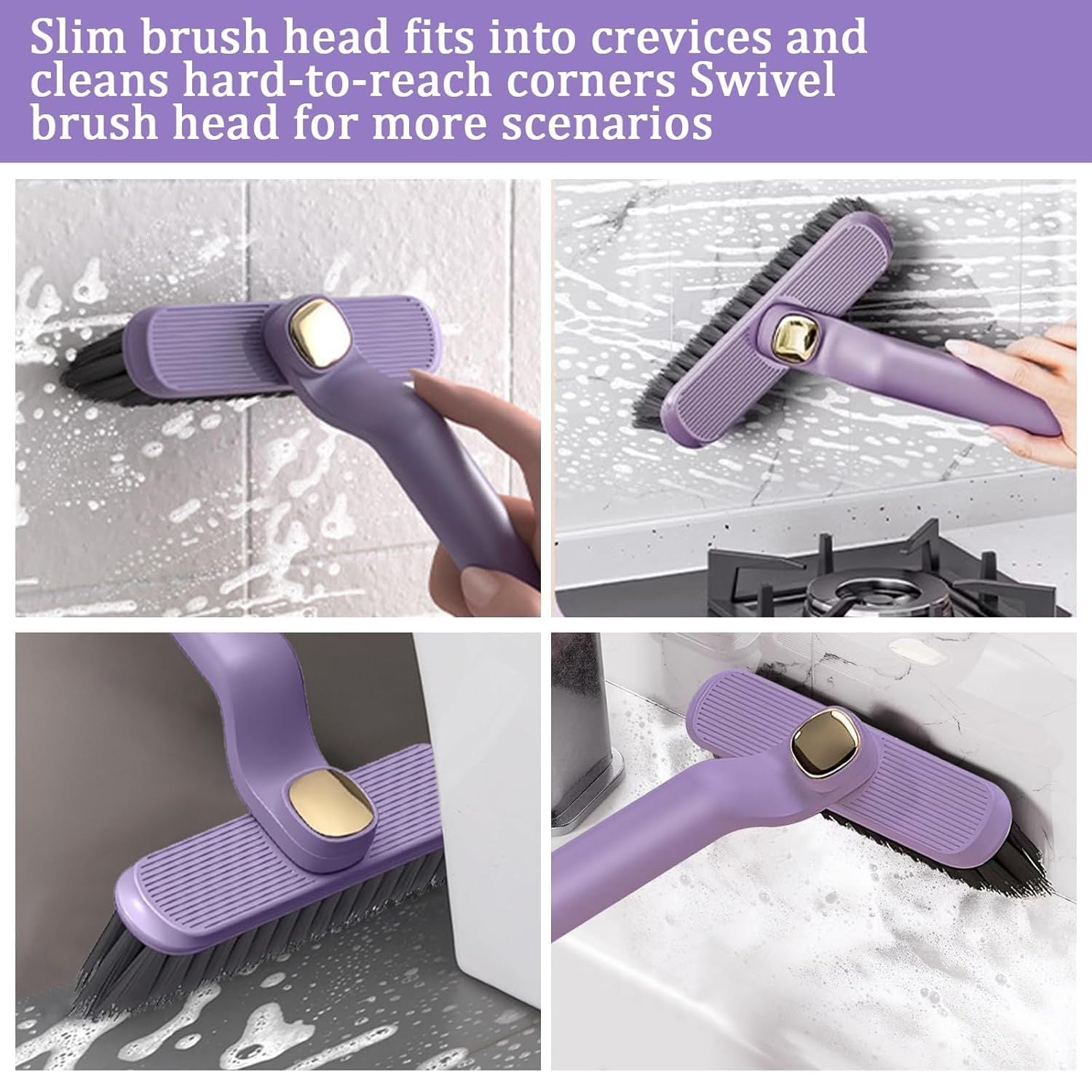 2Pcs Multi-Function Rotating Crevice Cleaning Brush,360 Degree Rotating Crevice Household Cleaning Brushes,2024 New Hard Bristle Crevice Gap Cleaning Brush