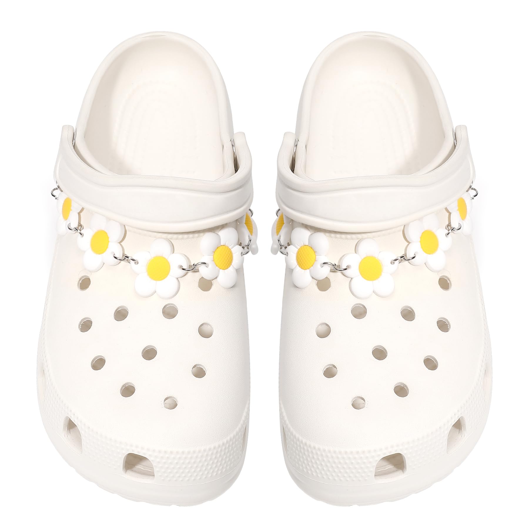 2Pcs Sunflower PVC Shoe Chains for Women, Shoe Charms for Clog Sandals, DIY Rubber Shoe Decoration Charms for Girls, Party Favor