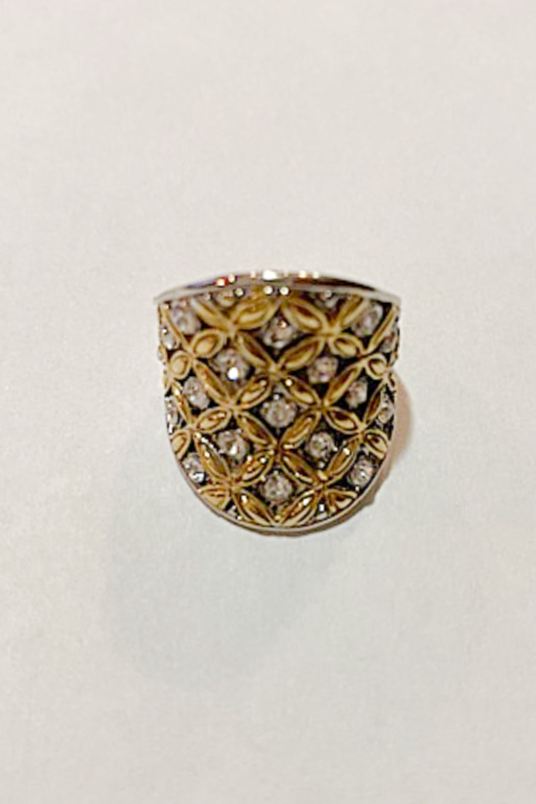 2 Tone Leaf Cz Ring by Embellish Your Life