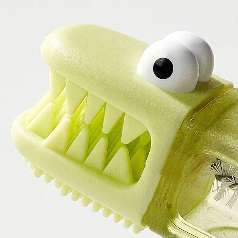3 - in - 1 Multifunctional Cup & Crevice Cleaning Brush Set - Cute Crocodile Design, Silicone Gap Cleaner for Kitchen Bottles, Lids & Nooks(Super Good qualiey (Orenge)