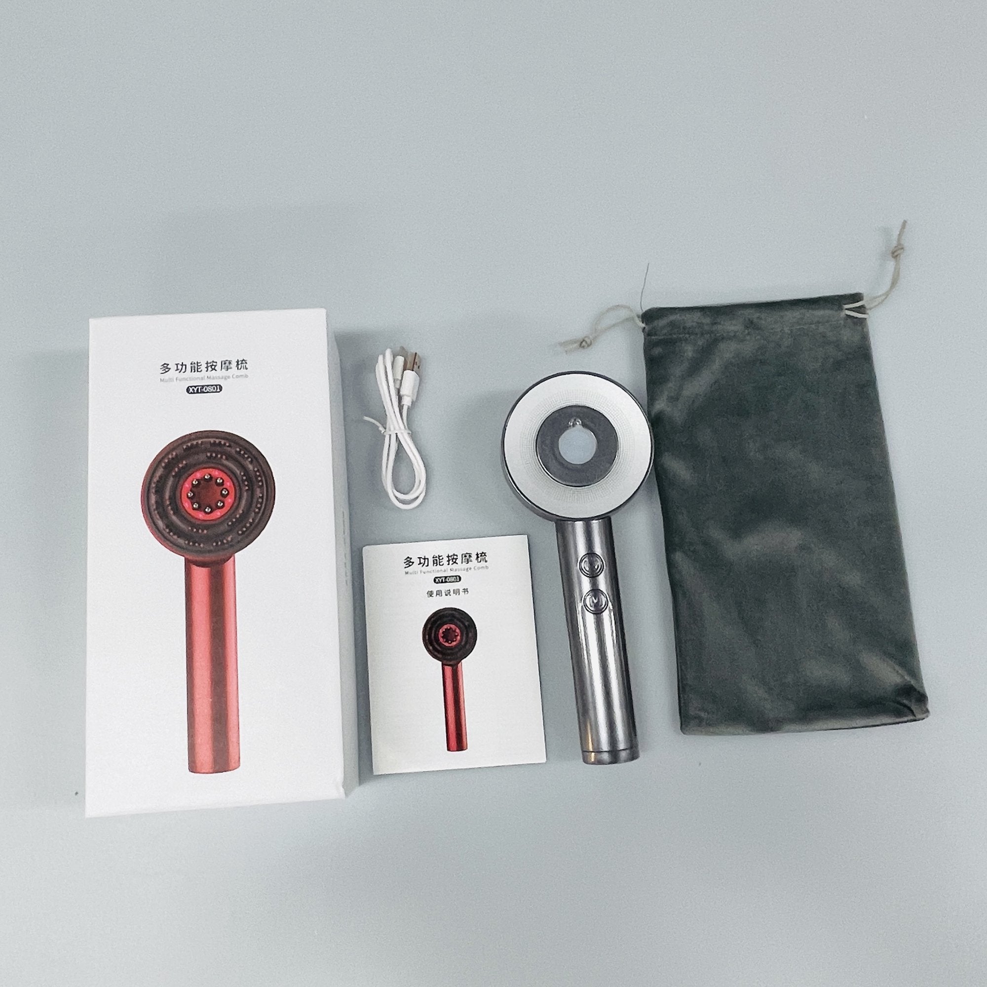 3 in 1 phototherapy massage comb electrical loriginial handheld spa scalp massage brush with red light for hair growth with oil