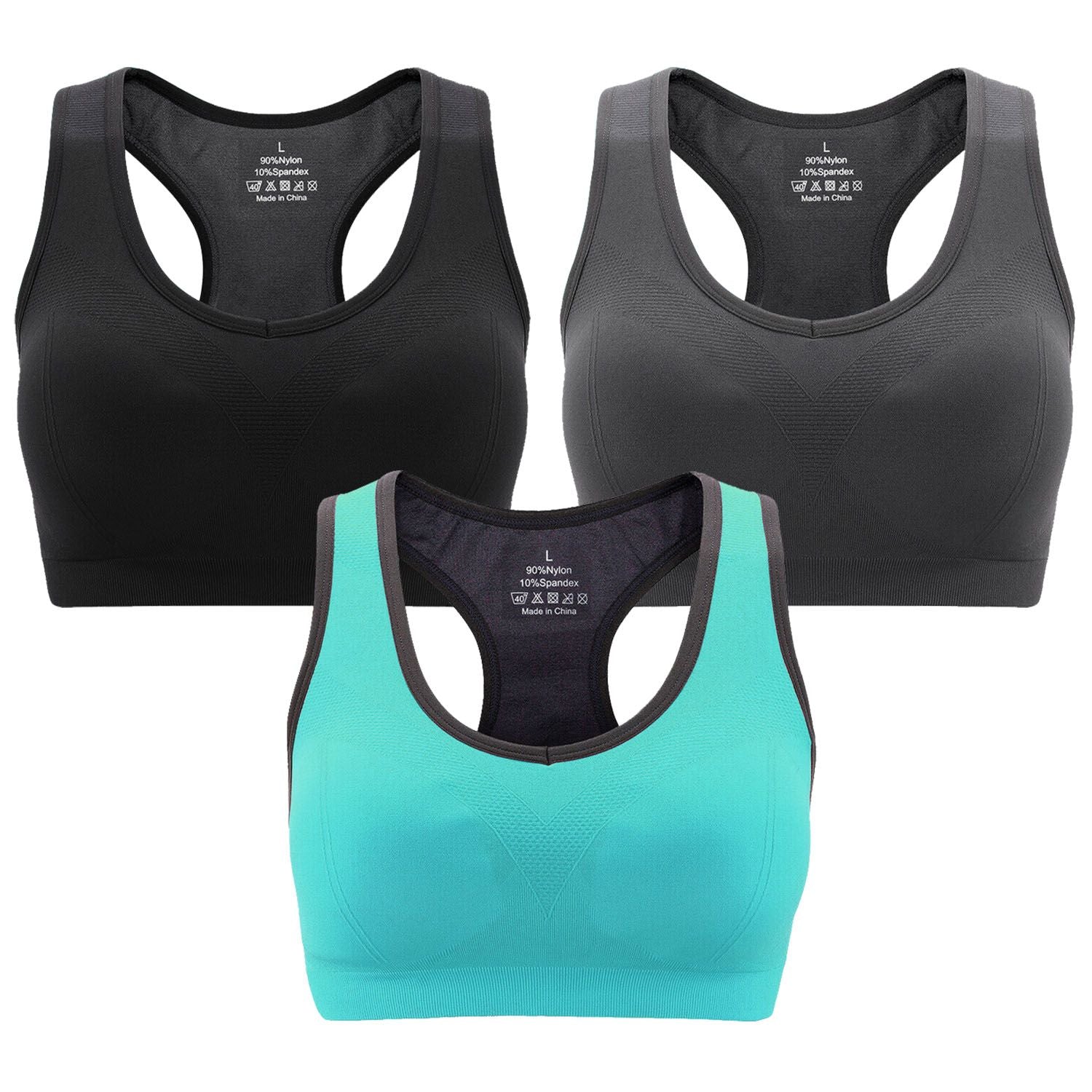 3 Packs Women Padded Sports Bras Yoga Fitness Push up Bra Female Top for Gym Running Workout Training