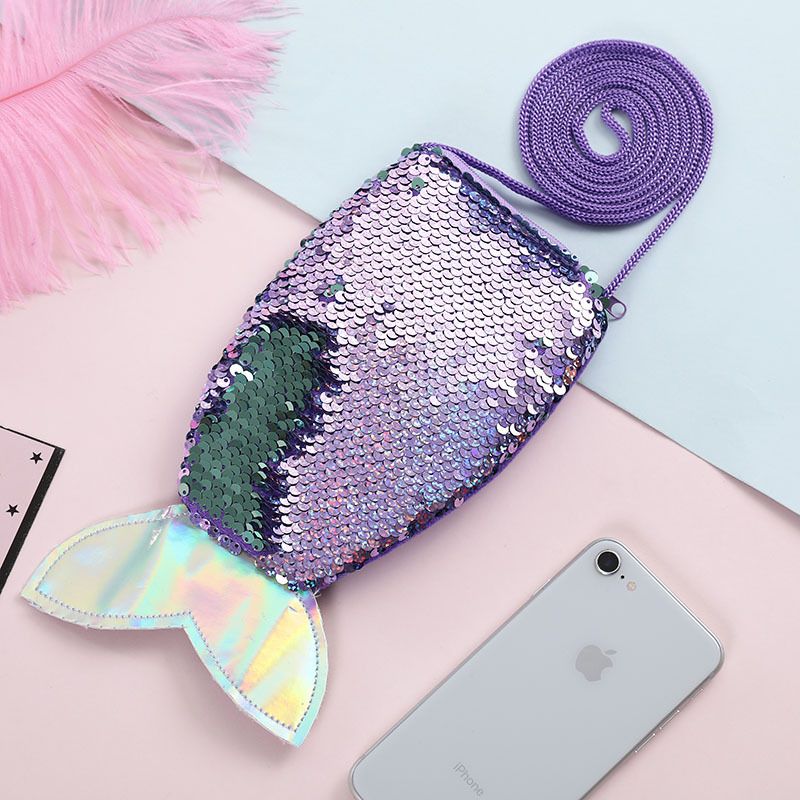 3 Pcs Mermaid Bags Mermaid Tail Glitter Sequin Purse Mini Bags Kids Girls