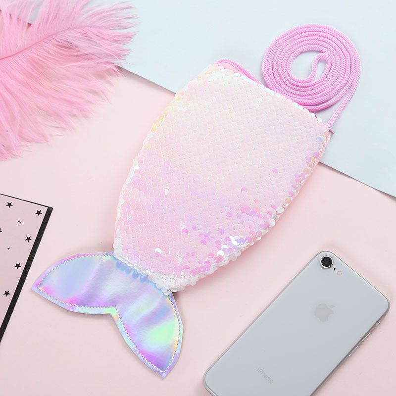 3 Pcs Mermaid Bags Mermaid Tail Glitter Sequin Purse Mini Bags Kids Girls