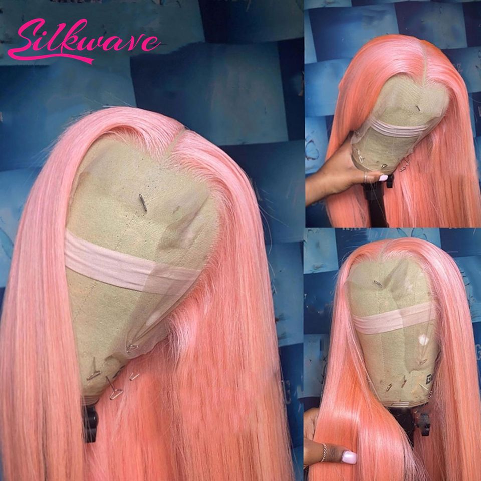 30 36 Inch Bone Straight Pink Lace Front wig Human Hair Wig 13x6 HD Lace Frontal Wigs For Women Blonde 613 Colored Wig Brazilian