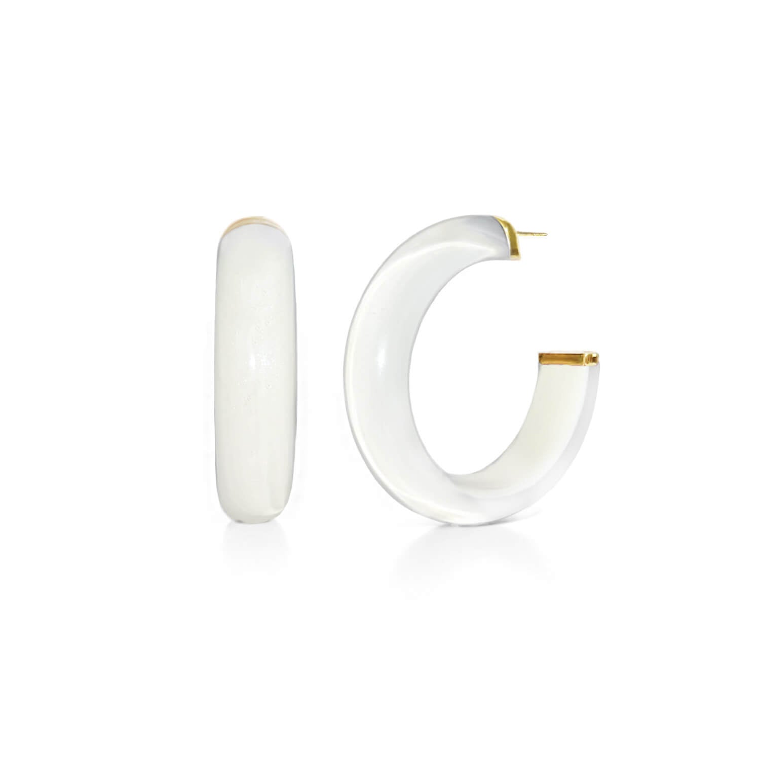Small Illusion Lucite Hoop Earrings in Neutrals