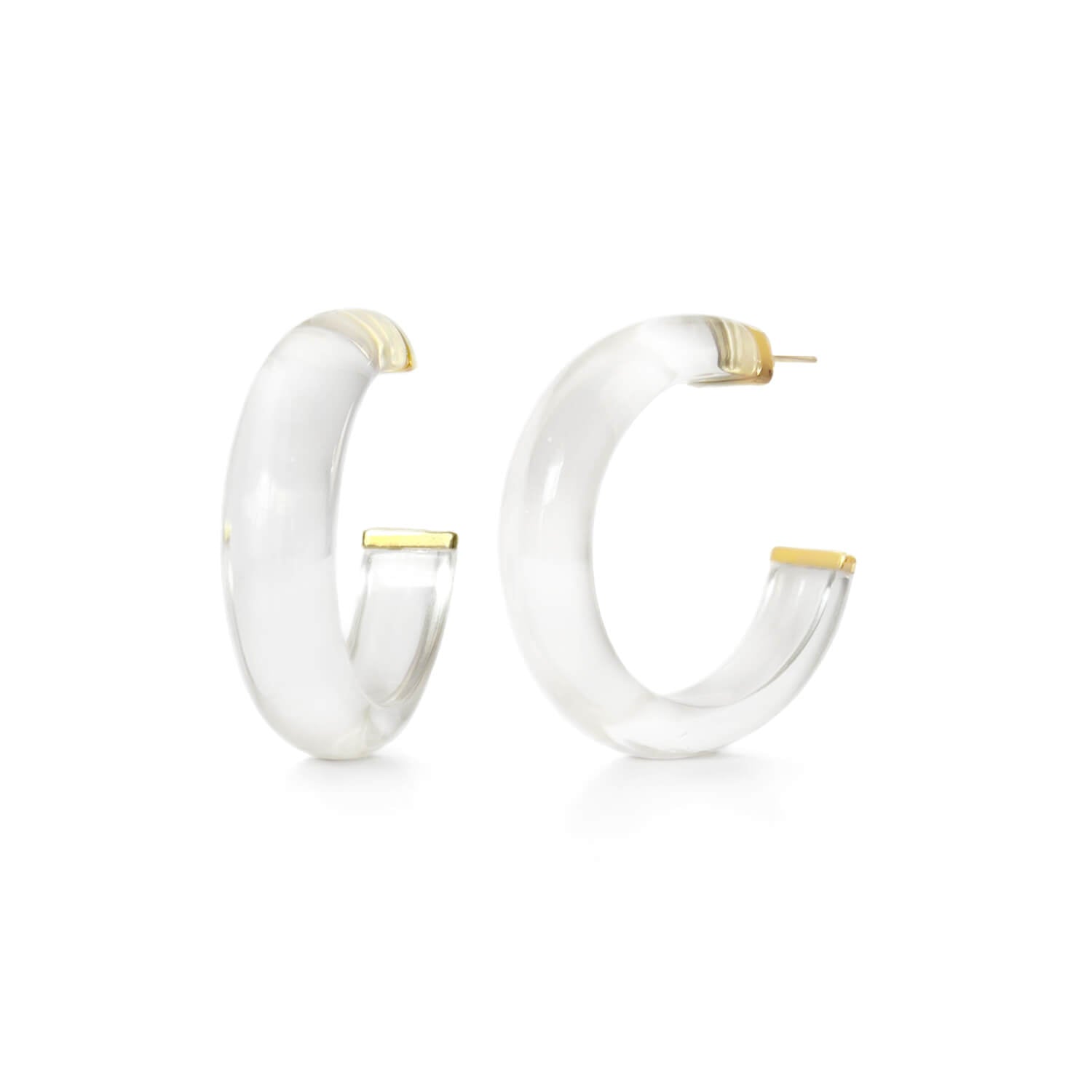 Small Illusion Lucite Hoop Earrings in Neutrals