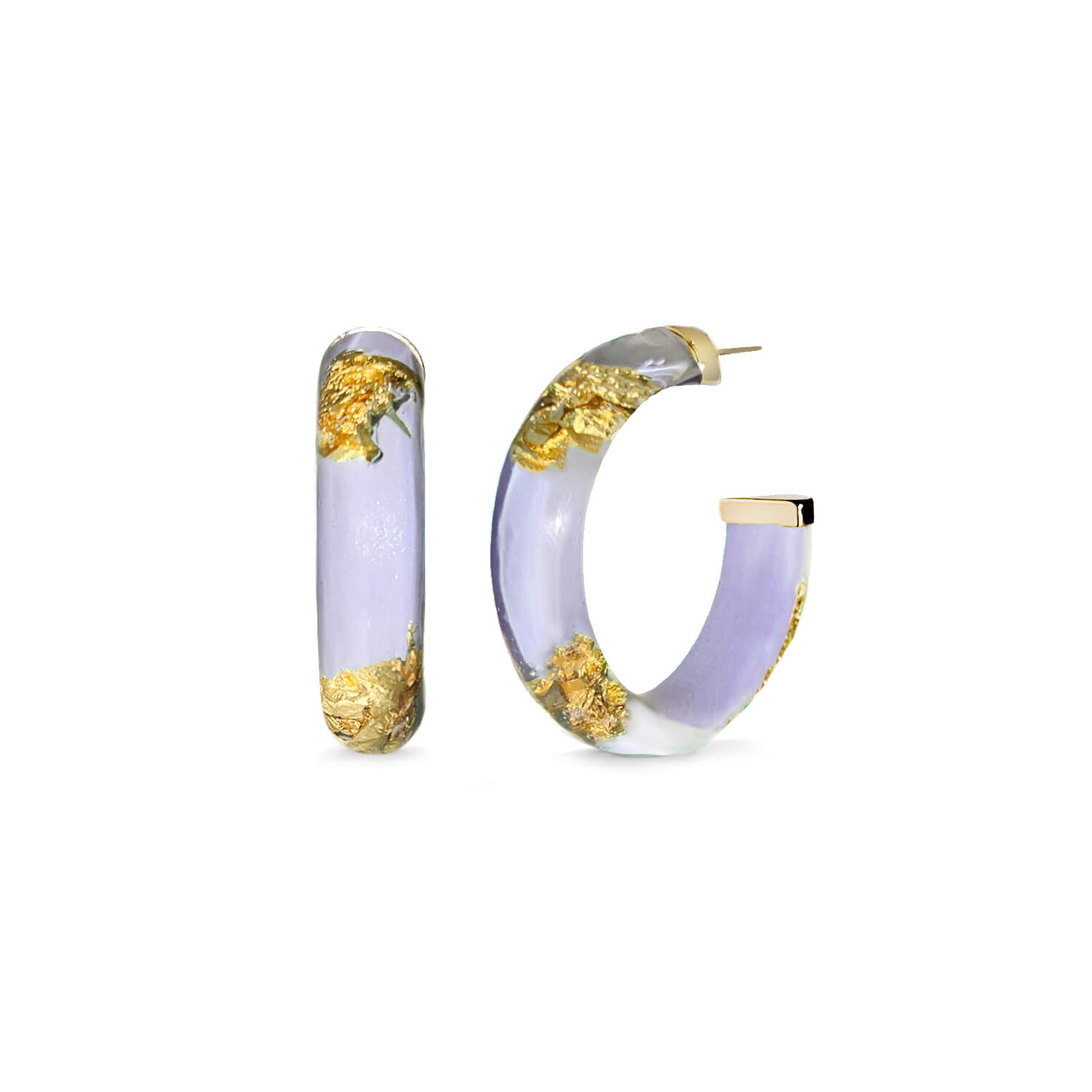 Small Gold Leaf Lucite Hoop Earrings