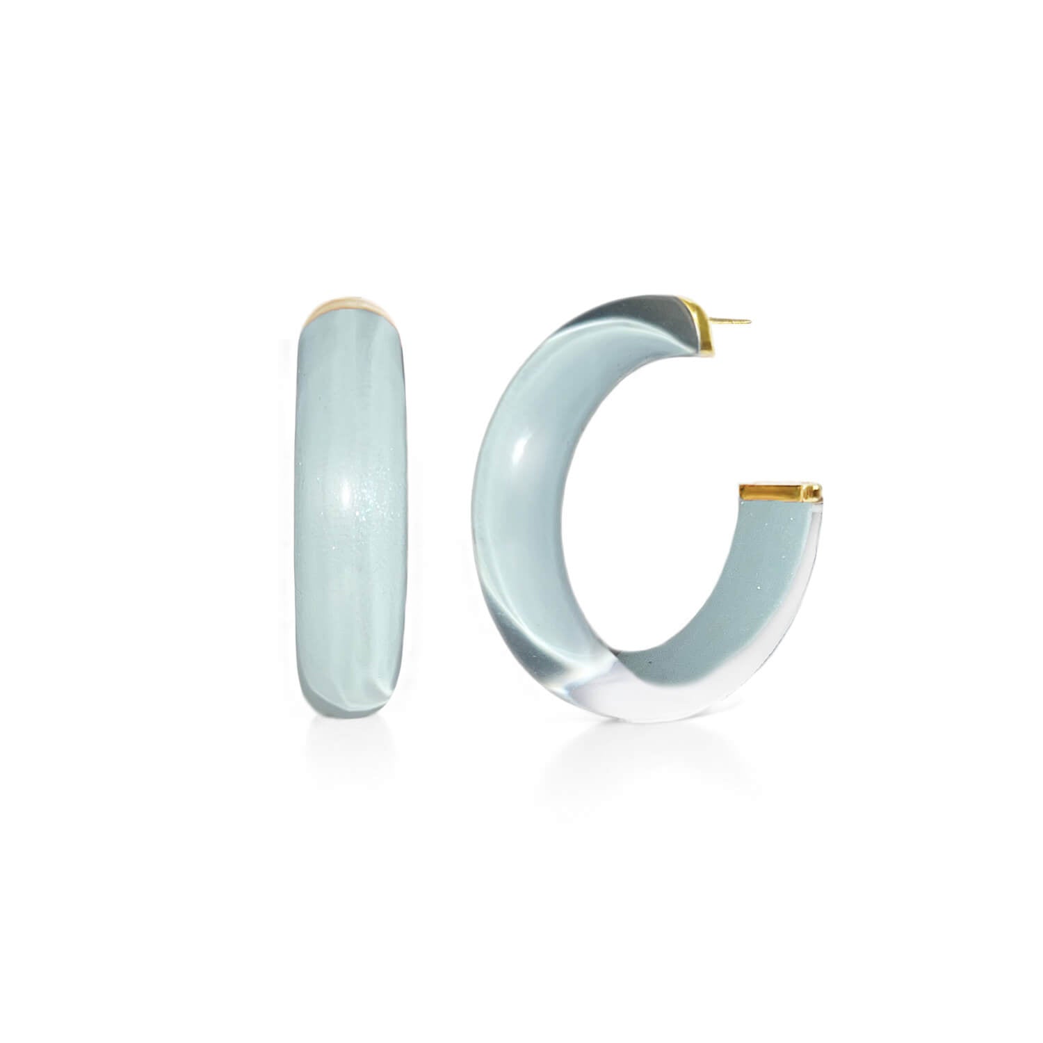 Small Illusion Lucite Hoop Earrings in Neutrals