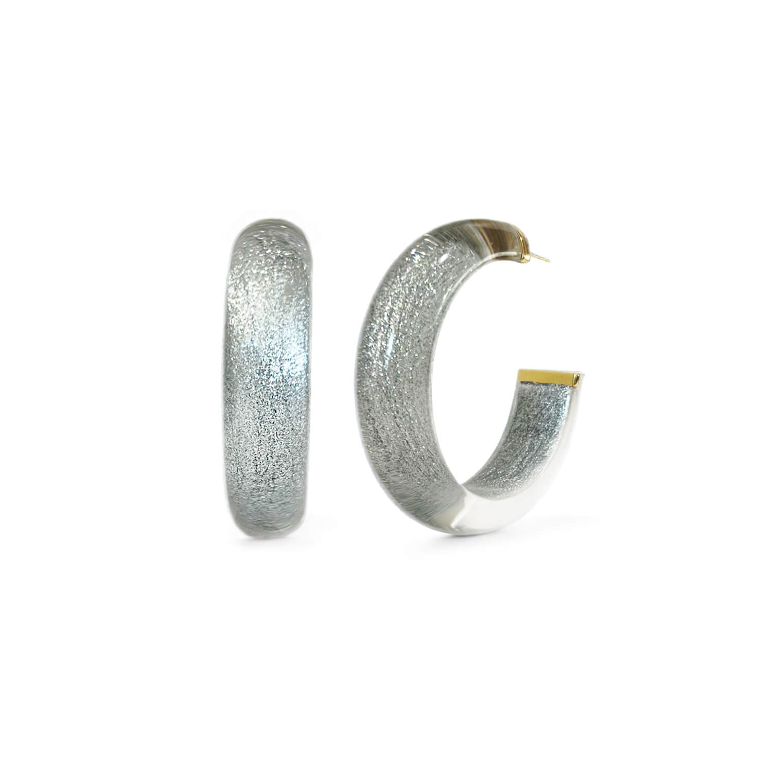 Small Illusion Lucite Hoop Earrings in Neutrals